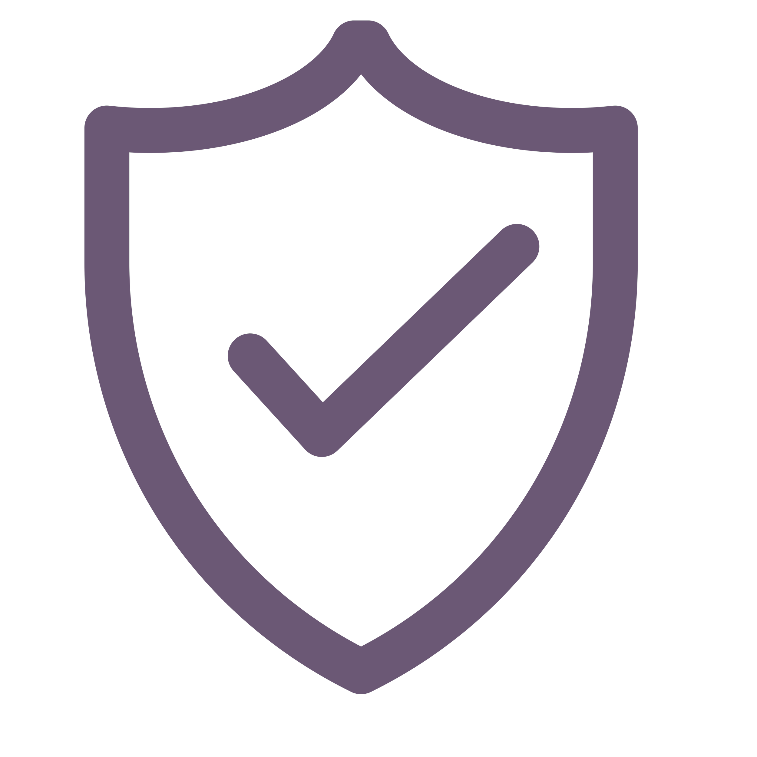 A simple line art icon of a stethoscope, depicted in purple on a transparent background.