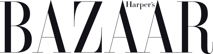 Harper's Bazaar magazine cover in black and white with the magazine's title in large letters.