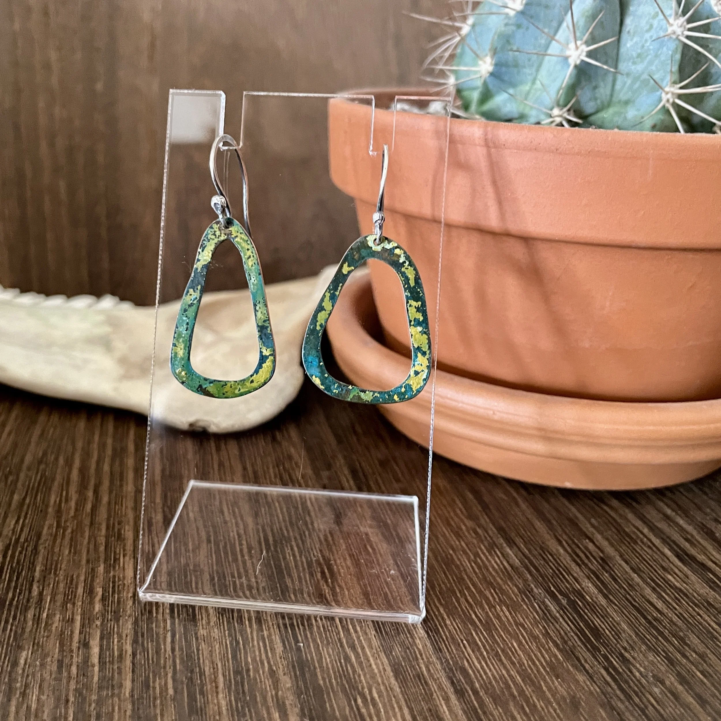 Earth Green Dangle Earrings #2
