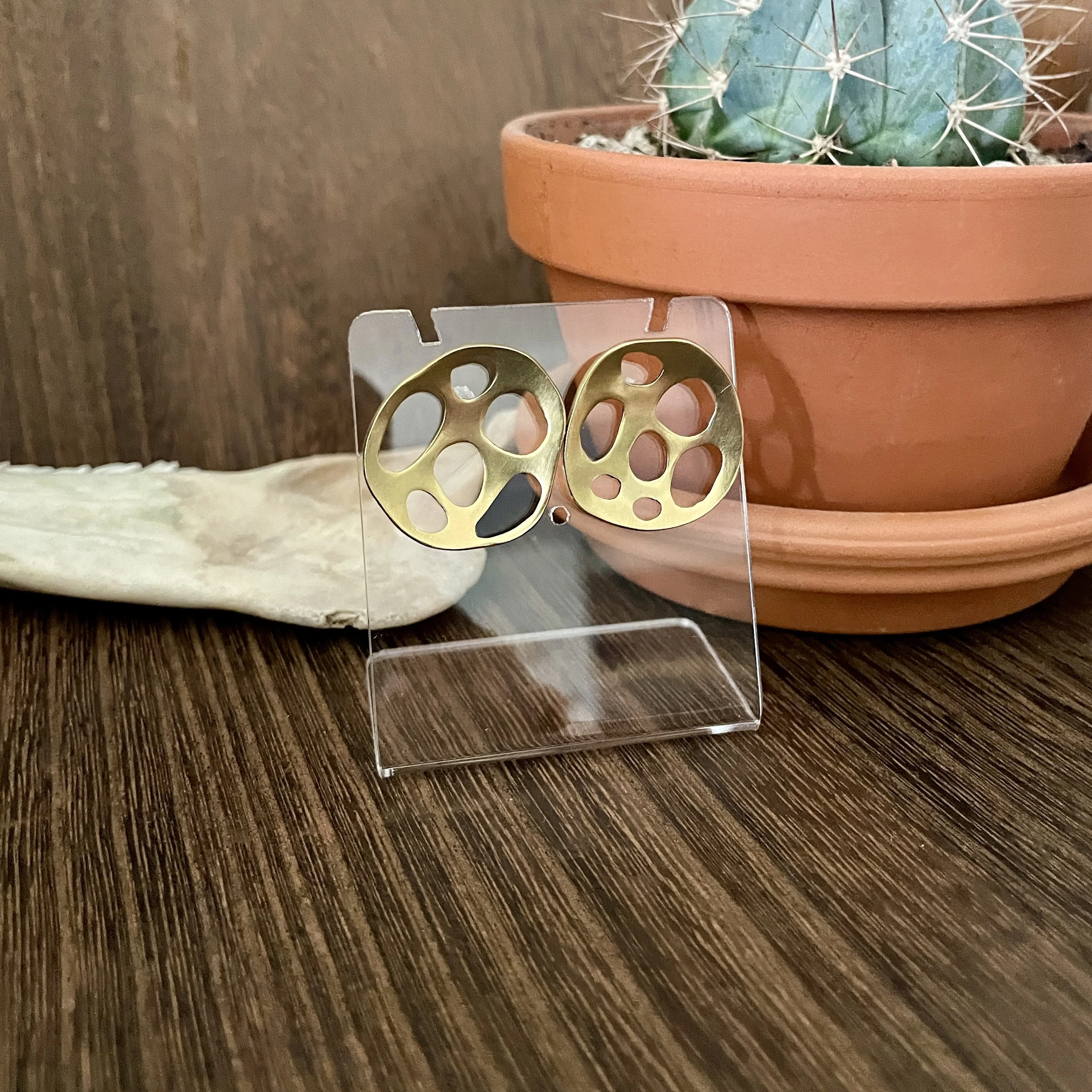 Brass Amorphic Post Earrings