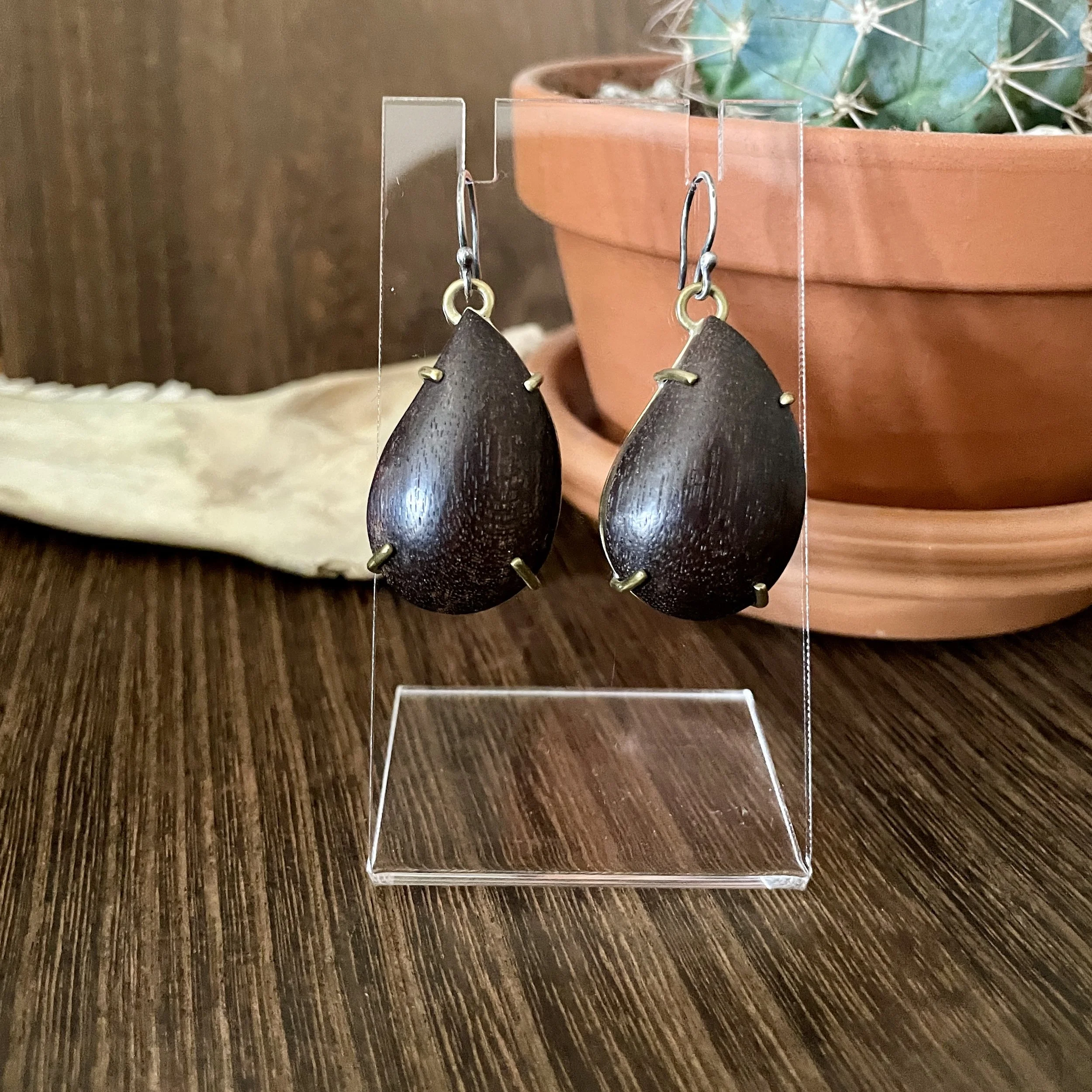 Wood Teardrop Earrings