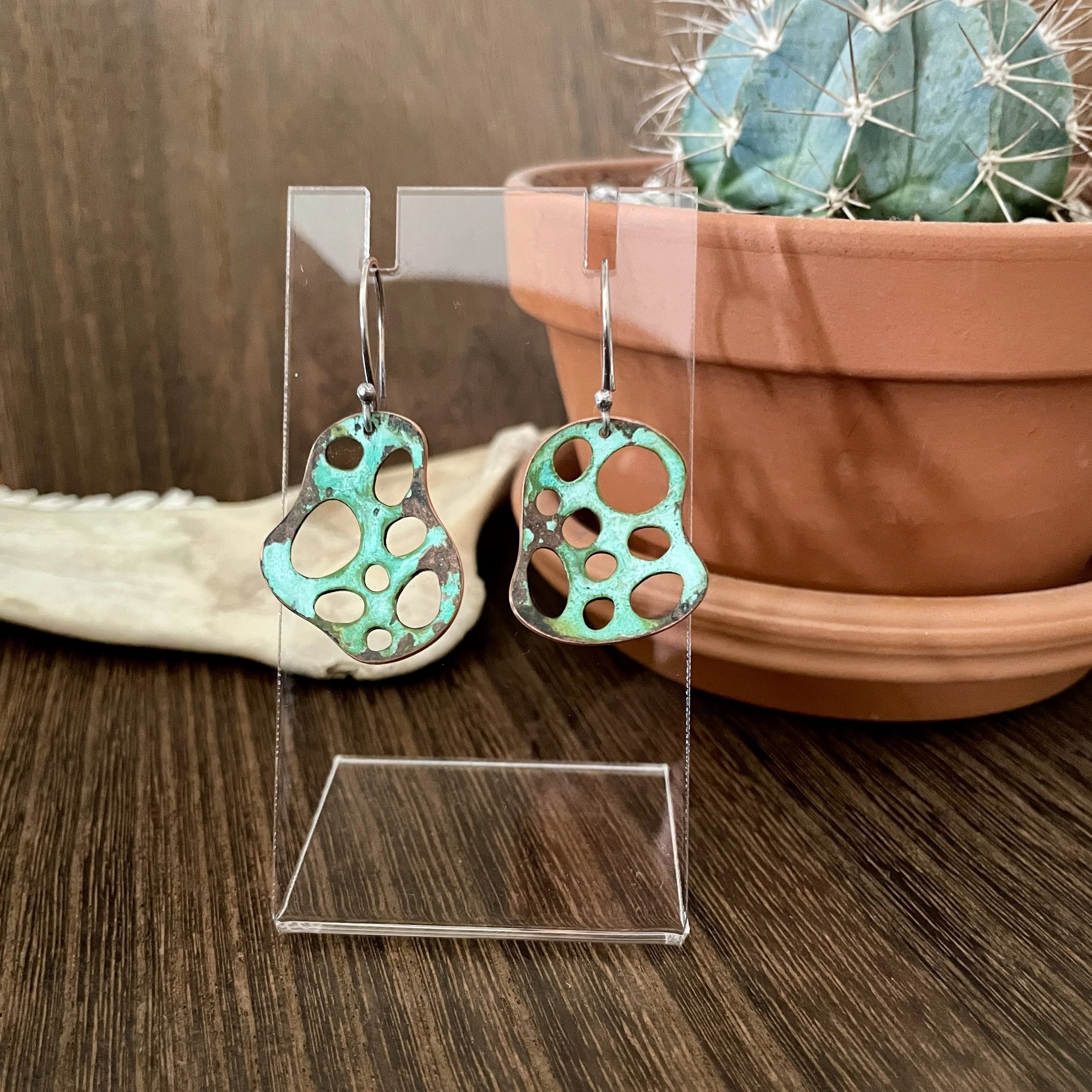 Green Amorphic Earrings #1