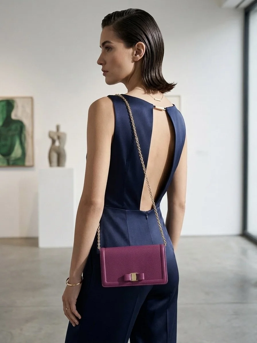 Salvatore Ferragamo Wallet on Chain Vara Bow Deep Purple