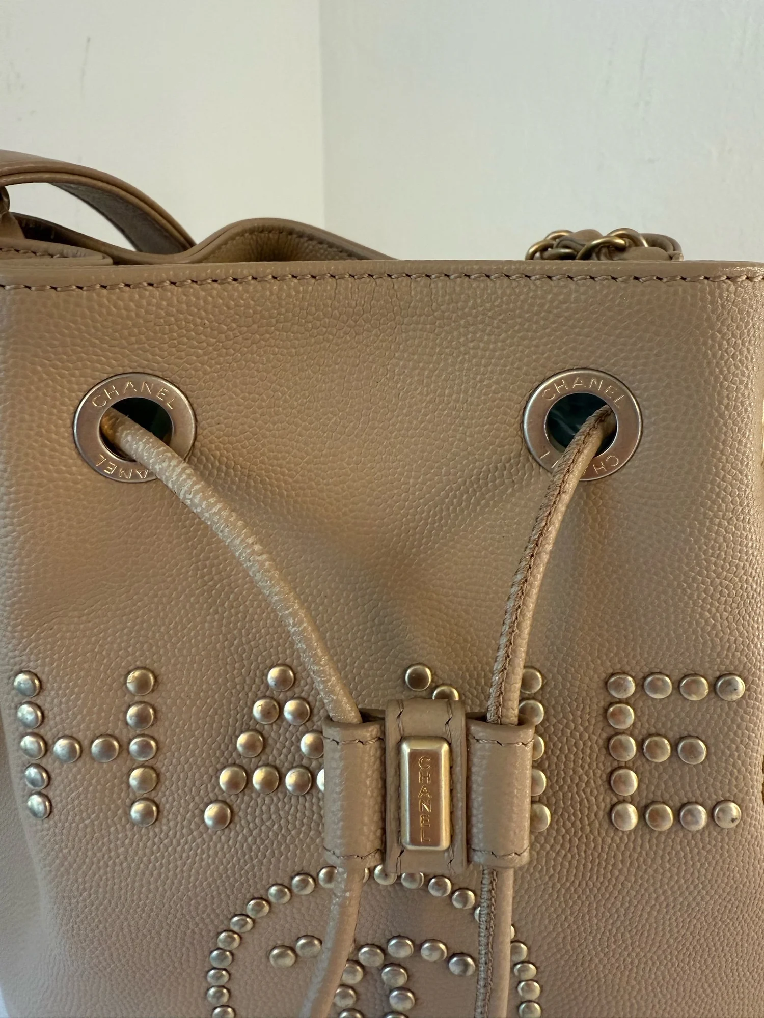 Chanel Caviar Deauville Drawstring Bucket Bag