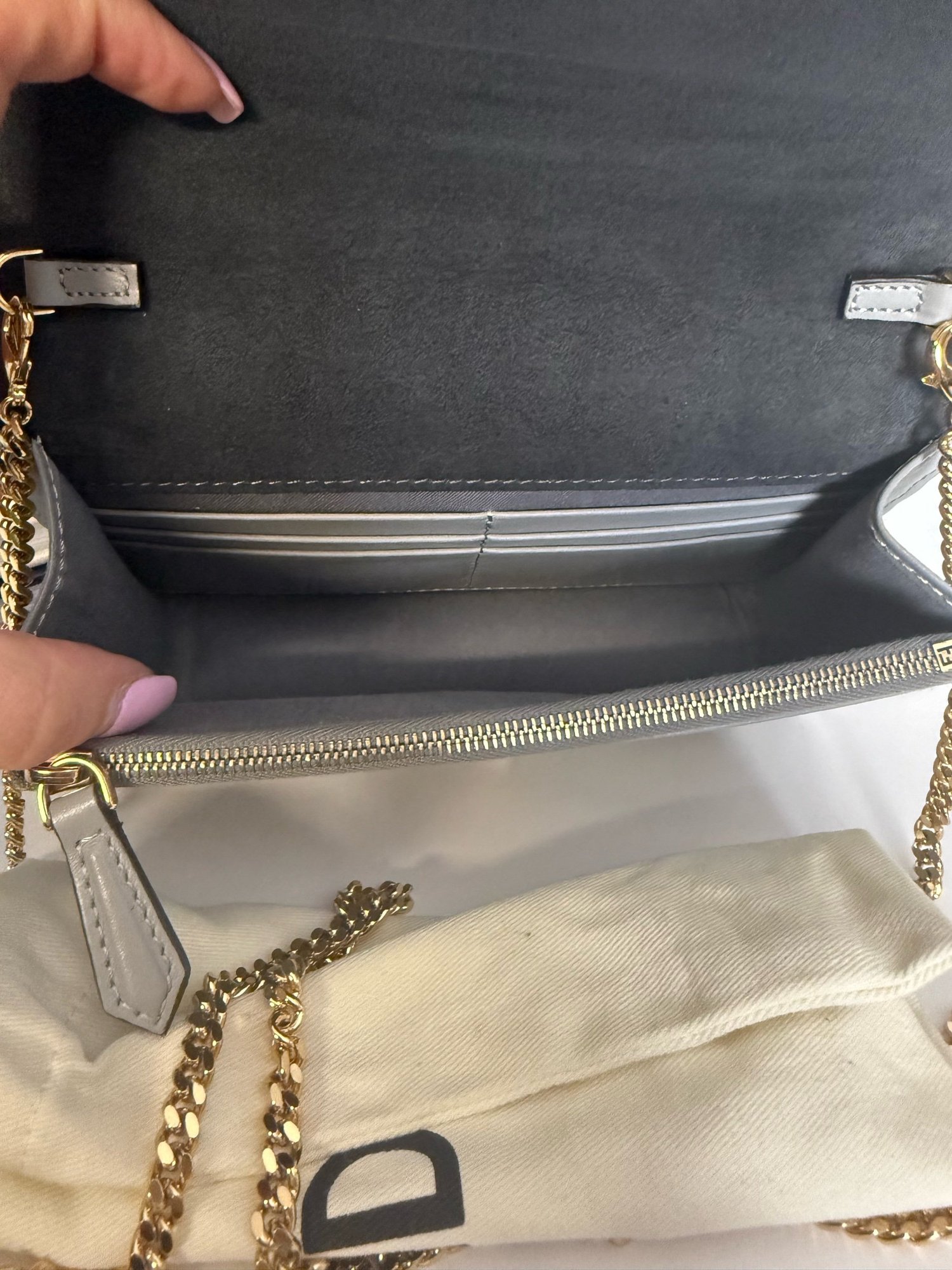 Fendi Gray Wallet on Chain Rainbow Studded