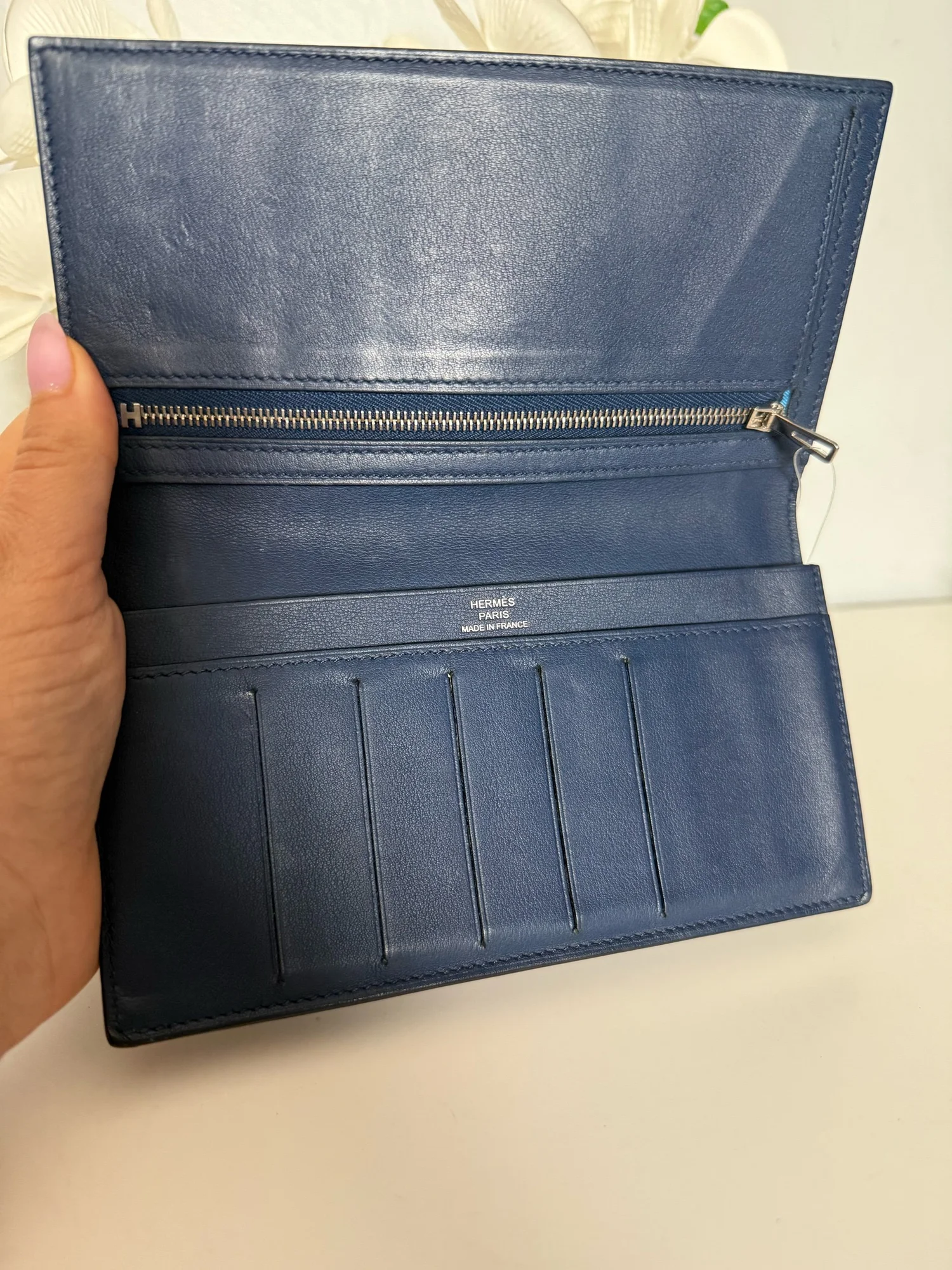 Hermès Citizen Twill Long Wallet Blue Swift Leather