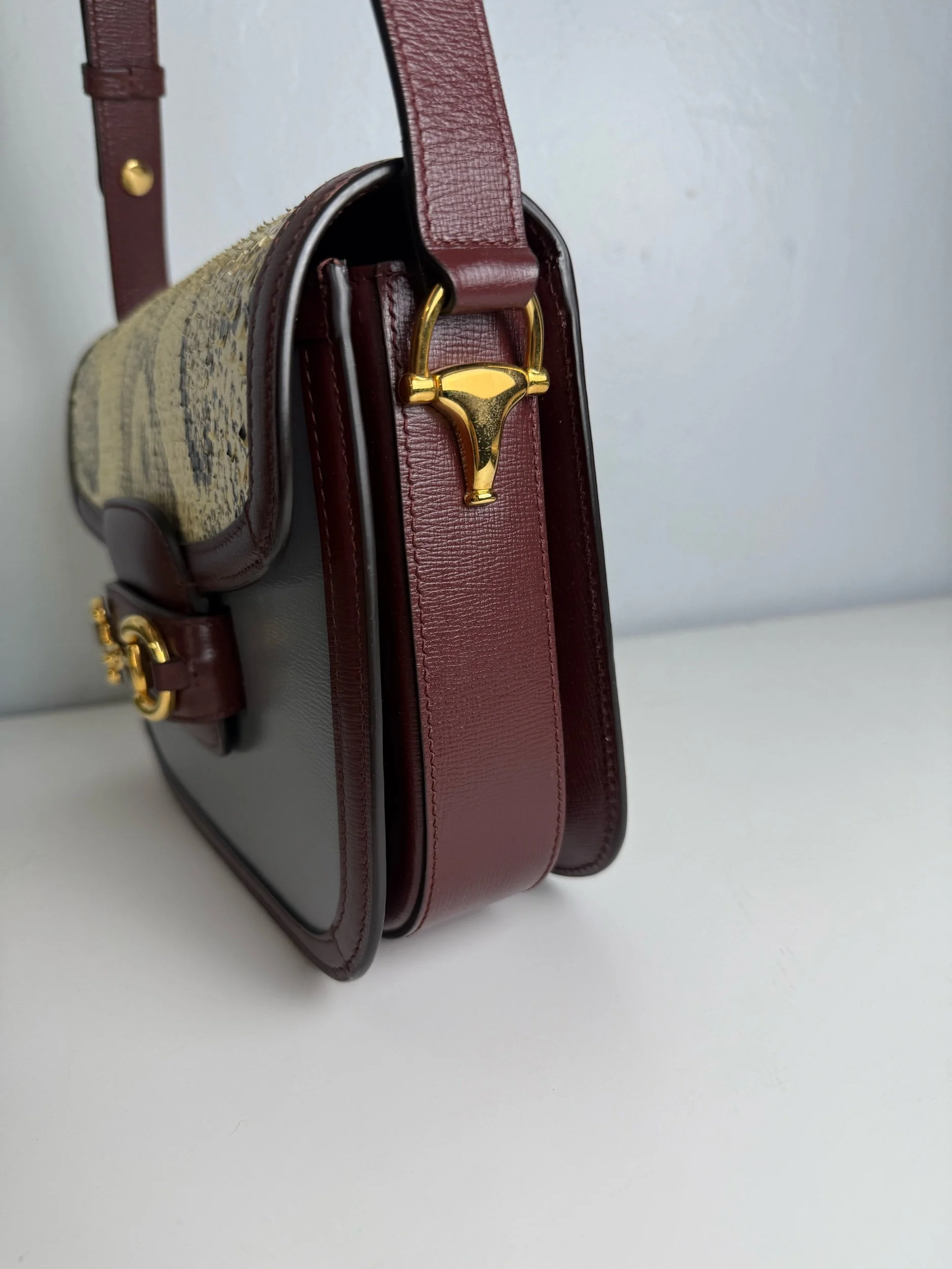 Gucci 1955 Horsebit Shoulder Bag – Python & Leather Edition — image 5