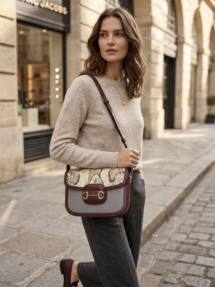 Gucci 1955 Horsebit Shoulder Bag – Python & Leather Edition — image 3