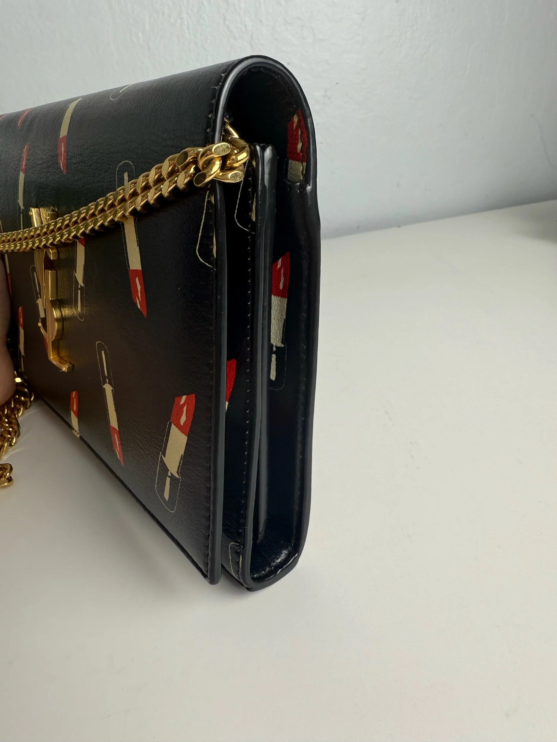 YSL Saint Laurent Black Leather Lipstick Wallet on Chain — image 5