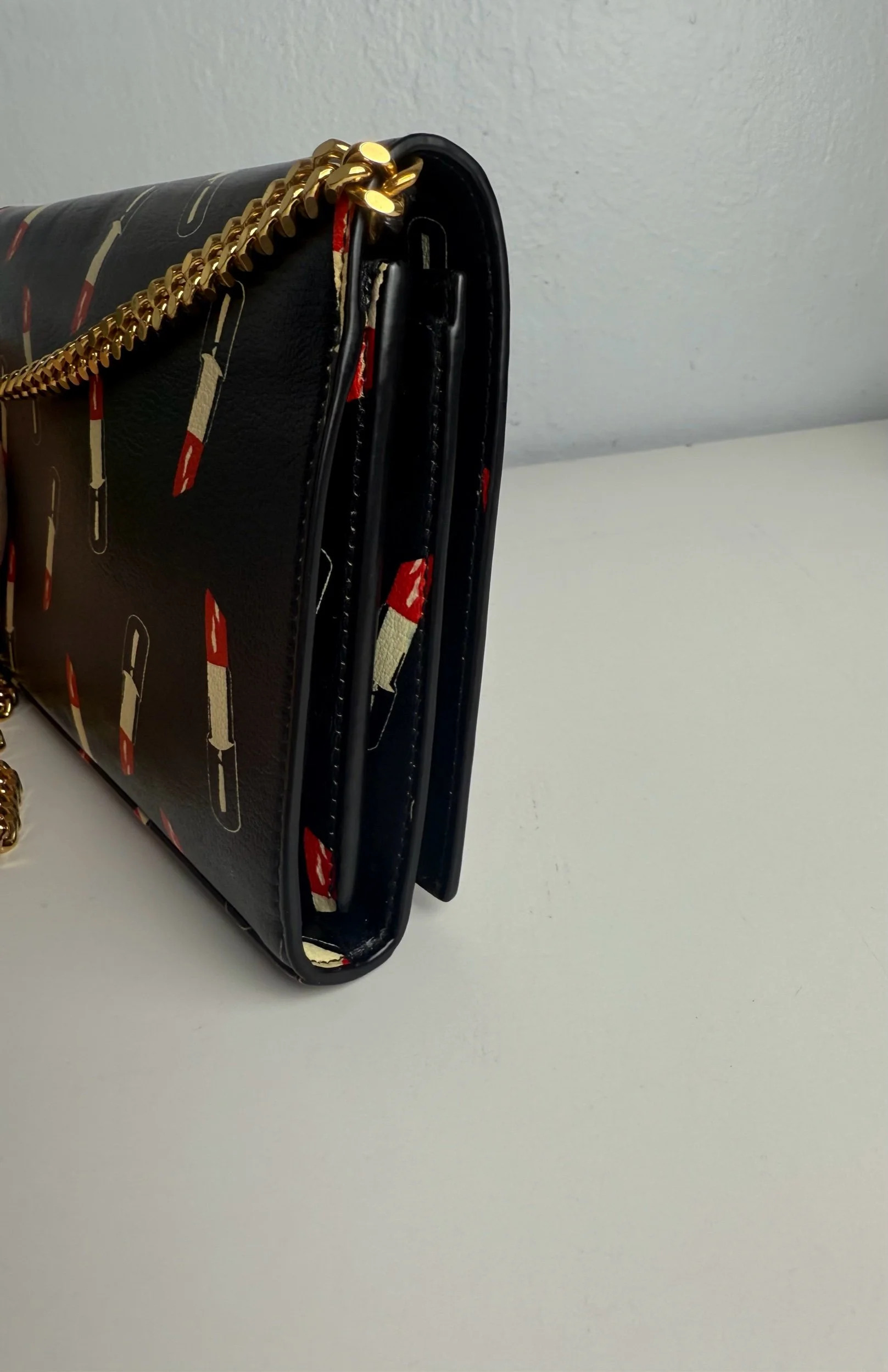 YSL Saint Laurent Black Leather Lipstick Wallet on Chain — image 6