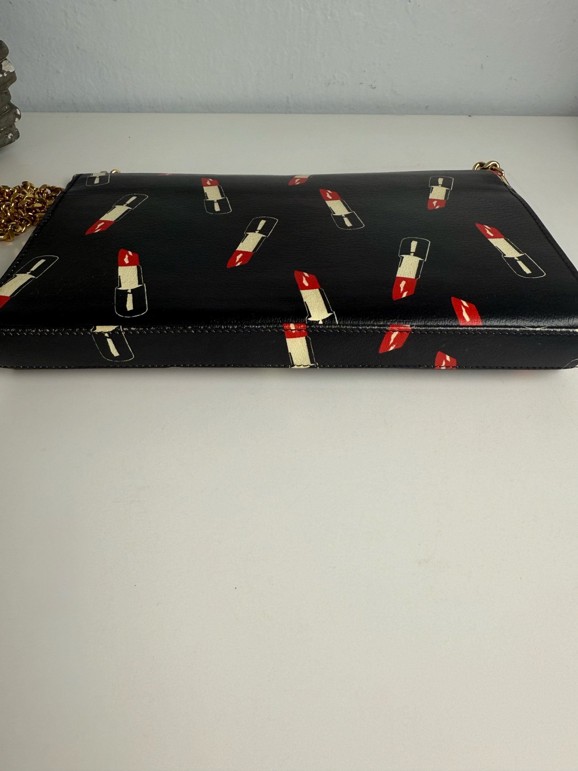 YSL Saint Laurent Black Leather Lipstick Wallet on Chain — image 7