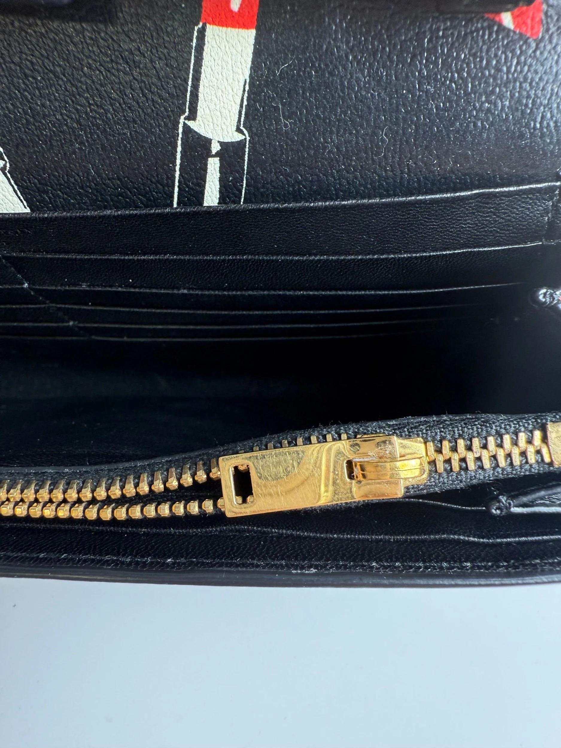 YSL Saint Laurent Black Leather Lipstick Wallet on Chain — image 11