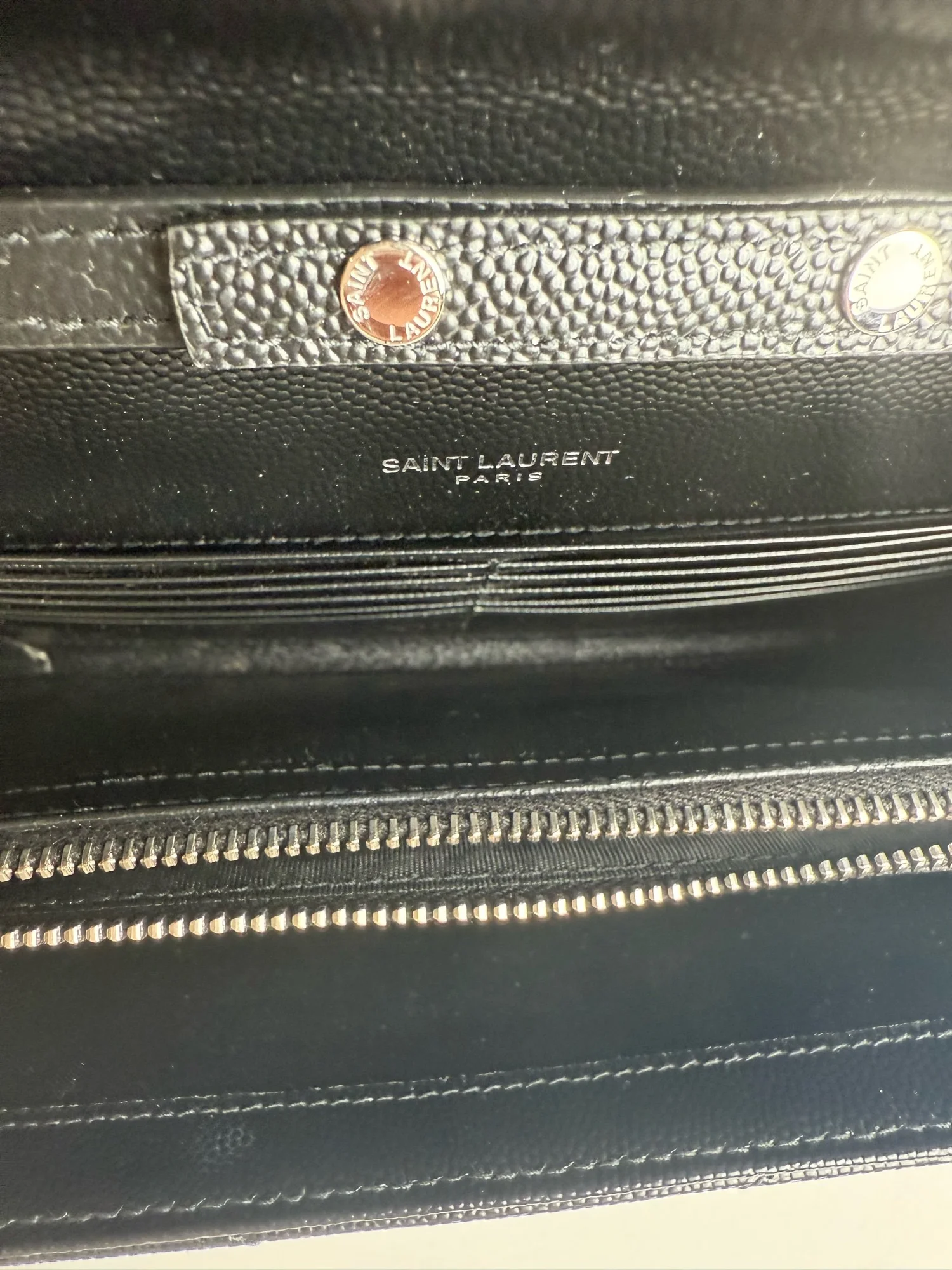 YSL Saint Laurent Classic Cassandre Chain Wallet in Grain Leather