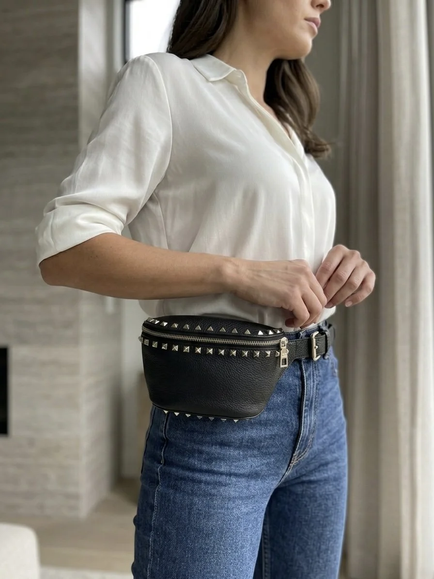 Valentino Garavani Rockstud Grainy Leather Belt Bag — image 2