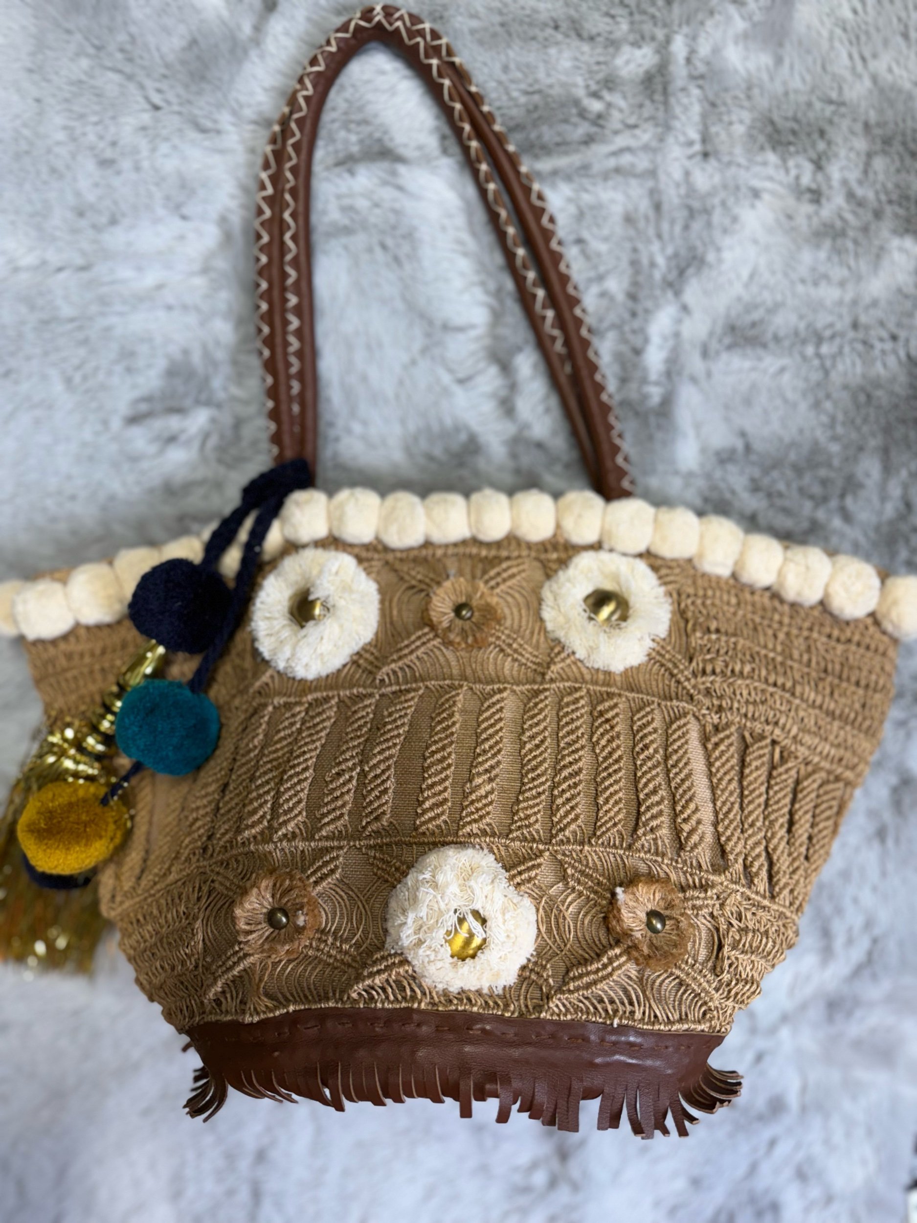 Figue Boho Woven Embellished Tote — image 2