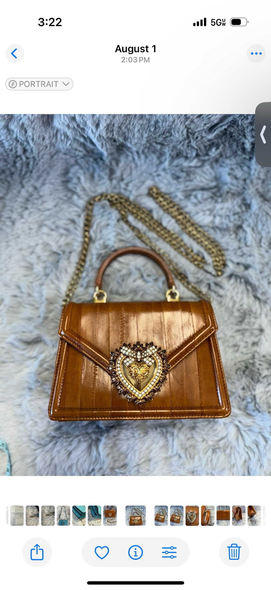 Dolce & Gabbana Small Devotion Cognac Brown Leather Top Handle Bag