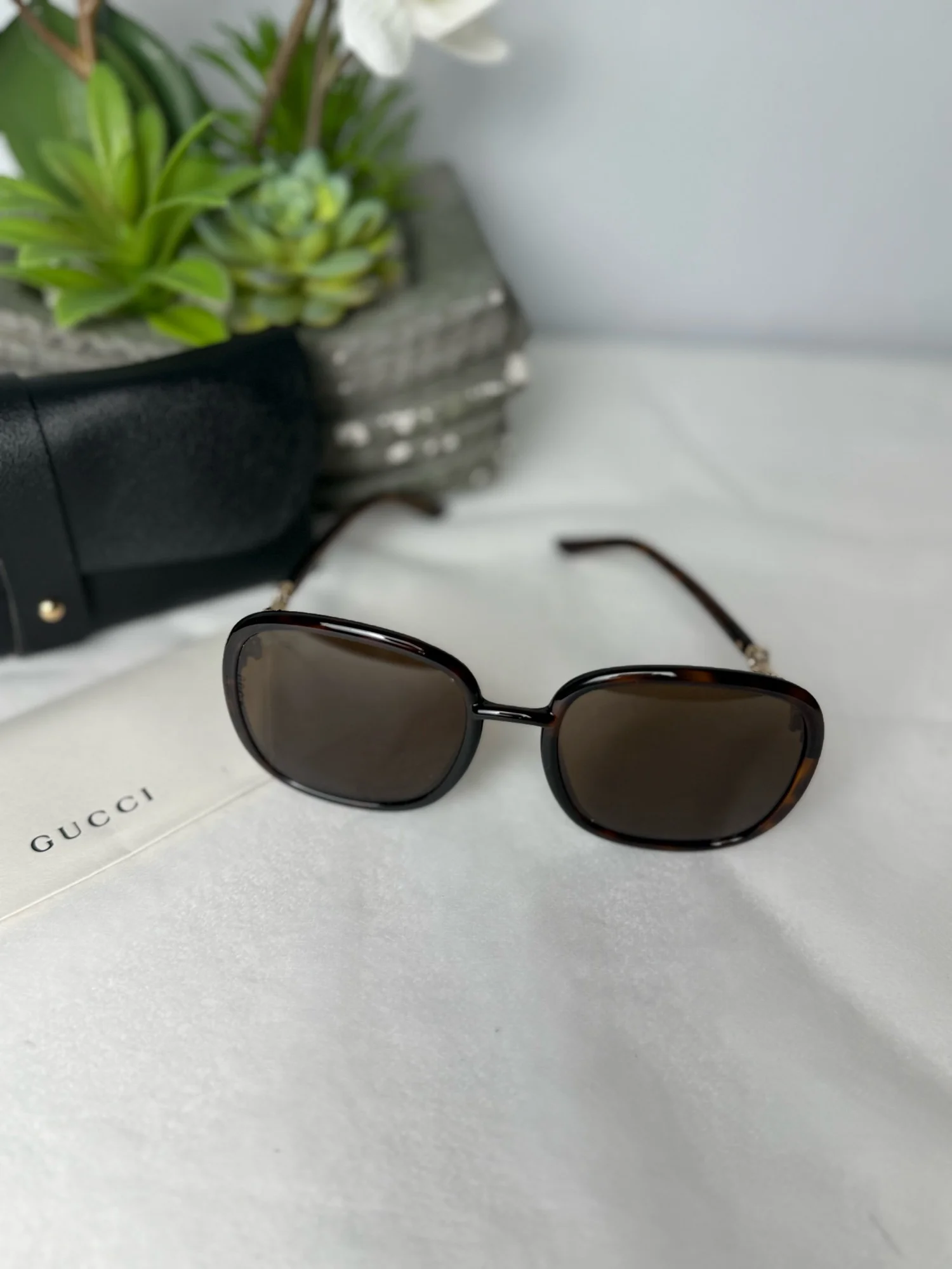 Gucci Horsebit Square Frame Sunglasses GG0893S Tortoise
