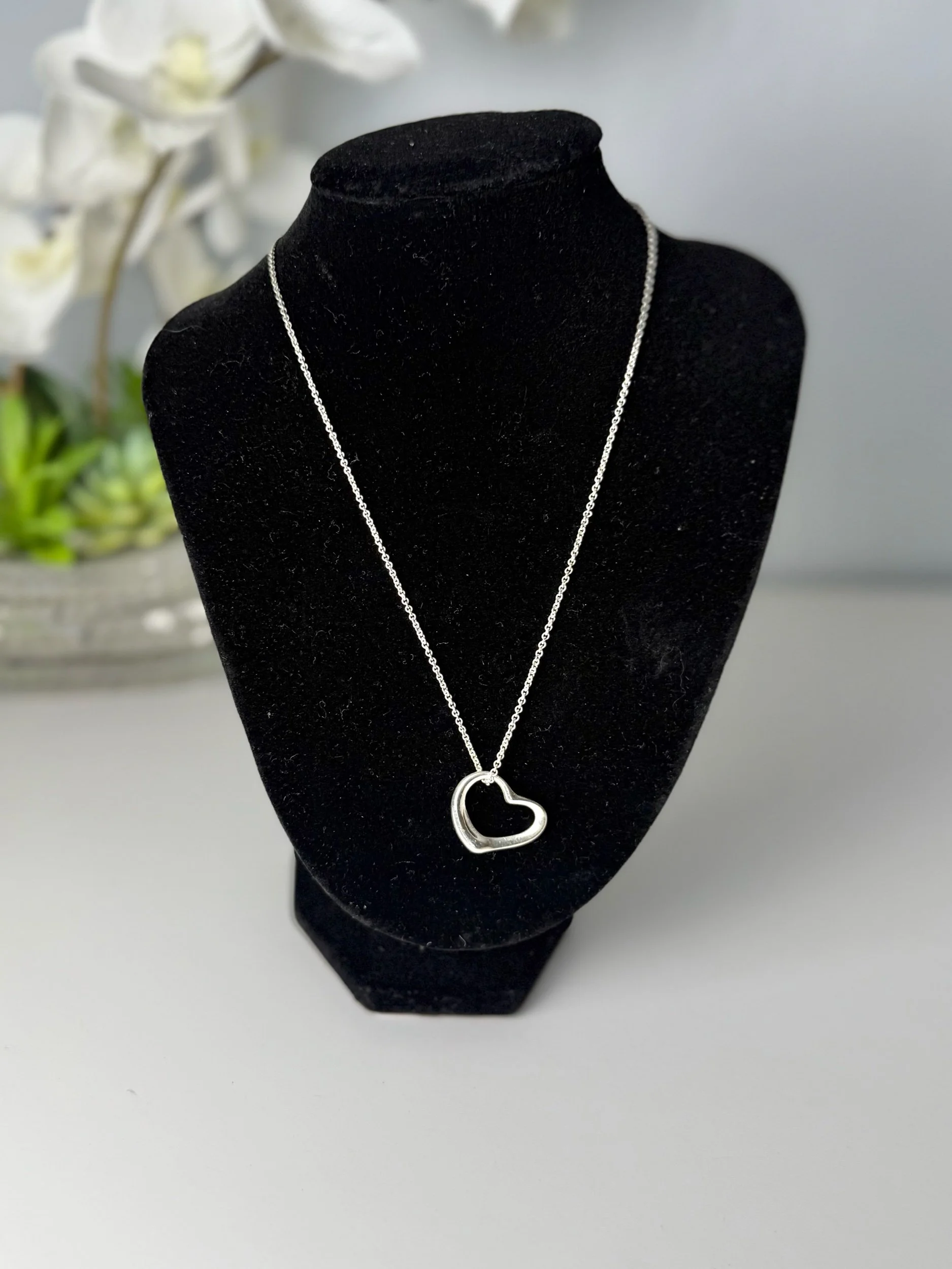 Tiffany & Co. Elsa Peretti Open Heart Sterling Silver Pendant Necklace, image 2