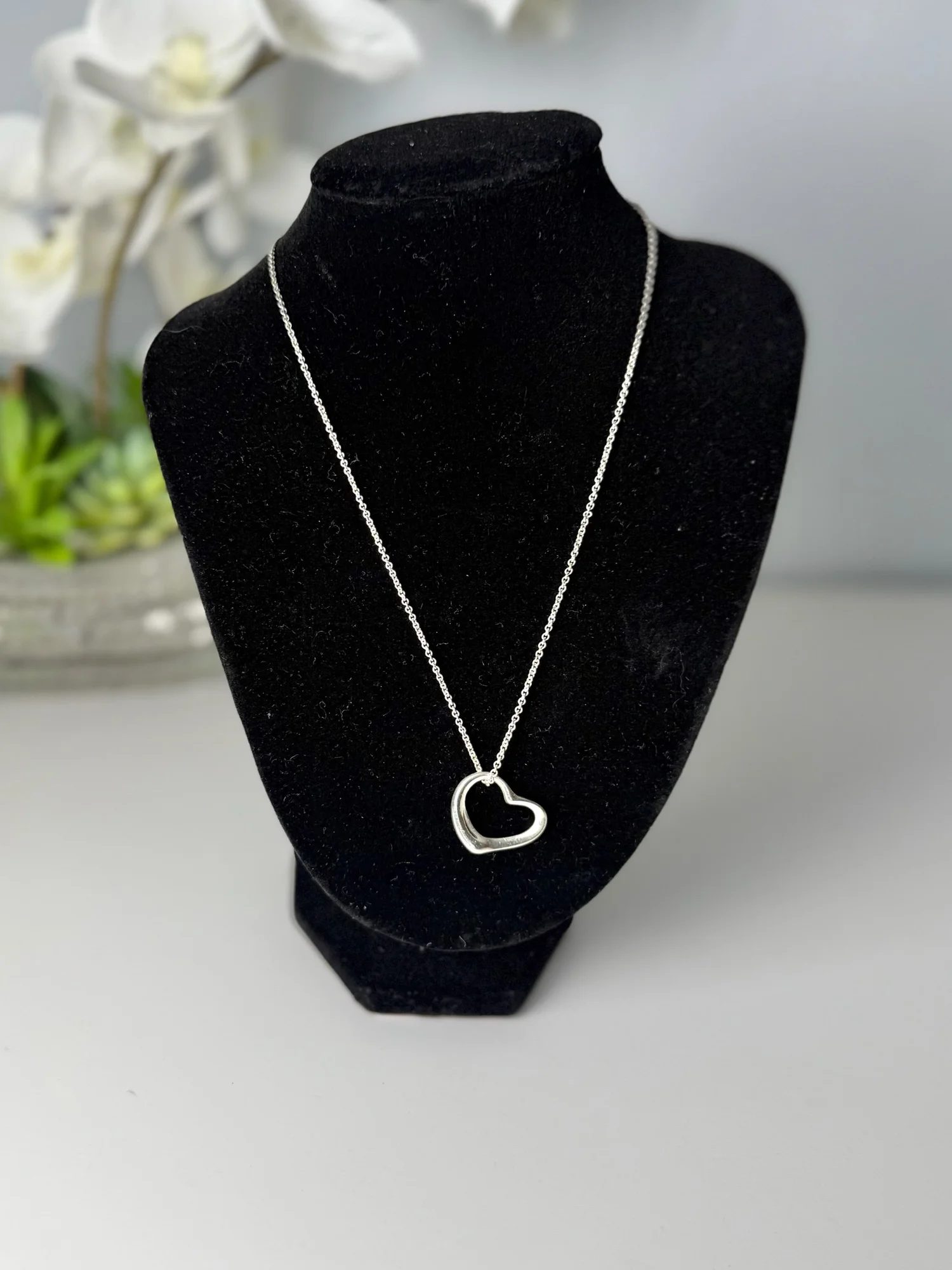 Tiffany & Co. Elsa Peretti Open Heart Sterling Silver Pendant Necklace