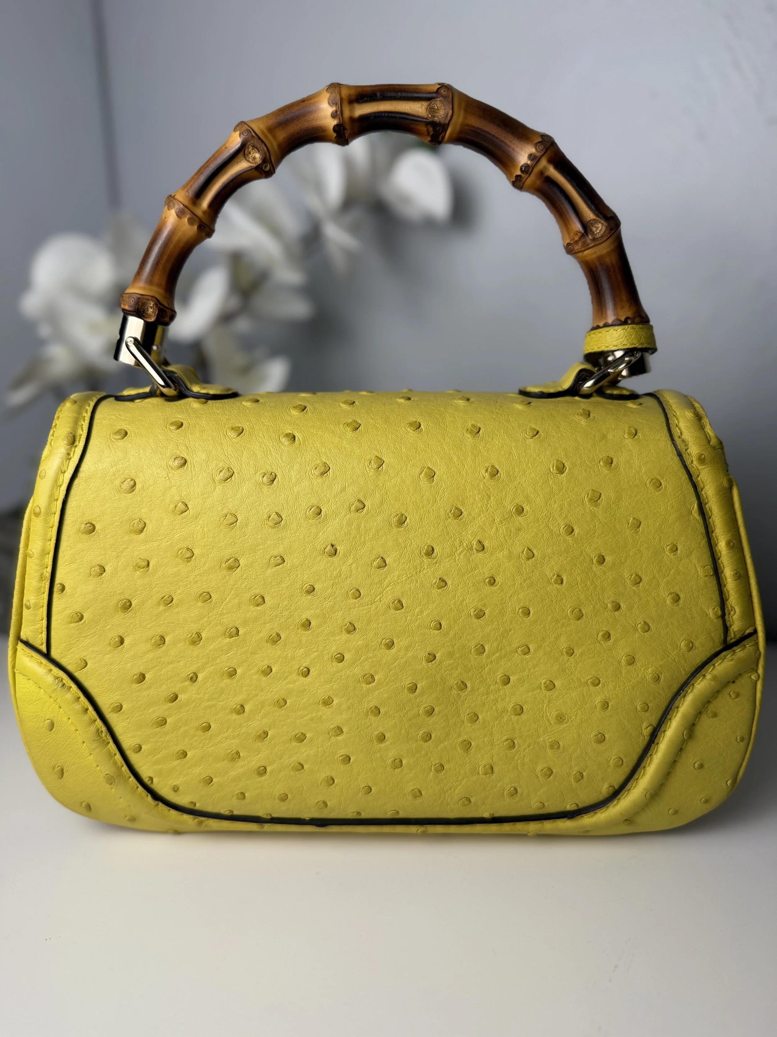 Gucci Ostrich 1947 New Bamboo Bag — image 7