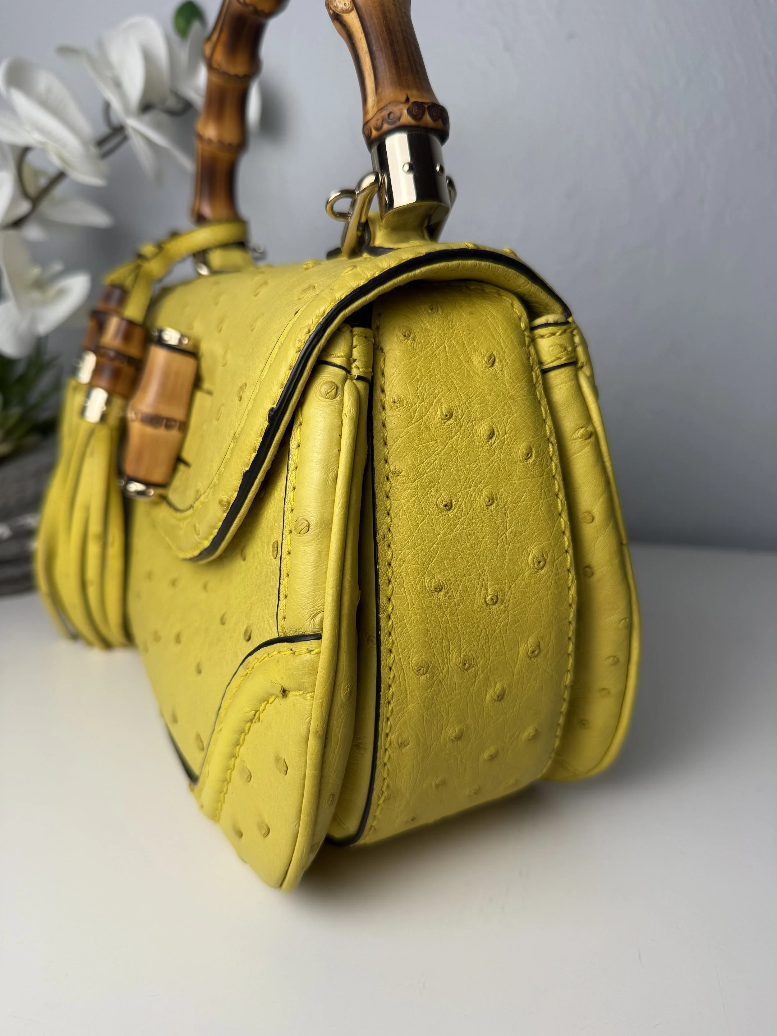 Gucci Ostrich 1947 New Bamboo Bag — image 4