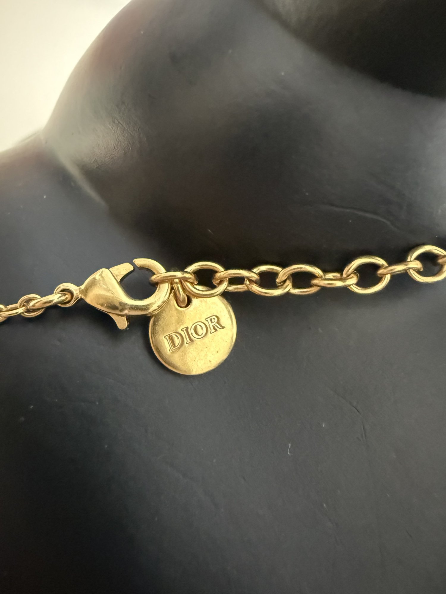 Christian Dior Gold-Plated Oval Pendant Necklace Vintage