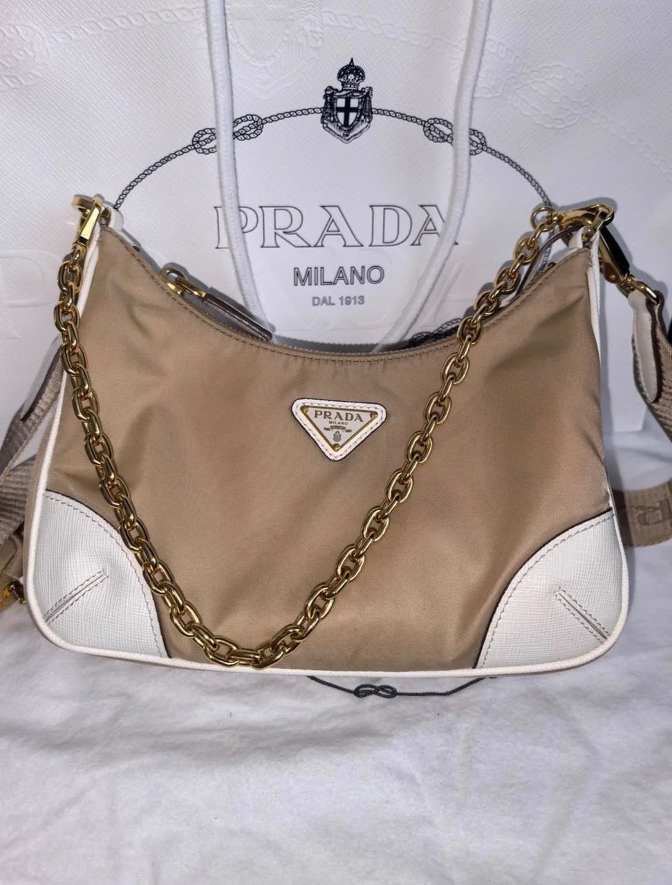 PRADA Re-Edition 2005 Re-Nylon and Saffiano Leather with Charm