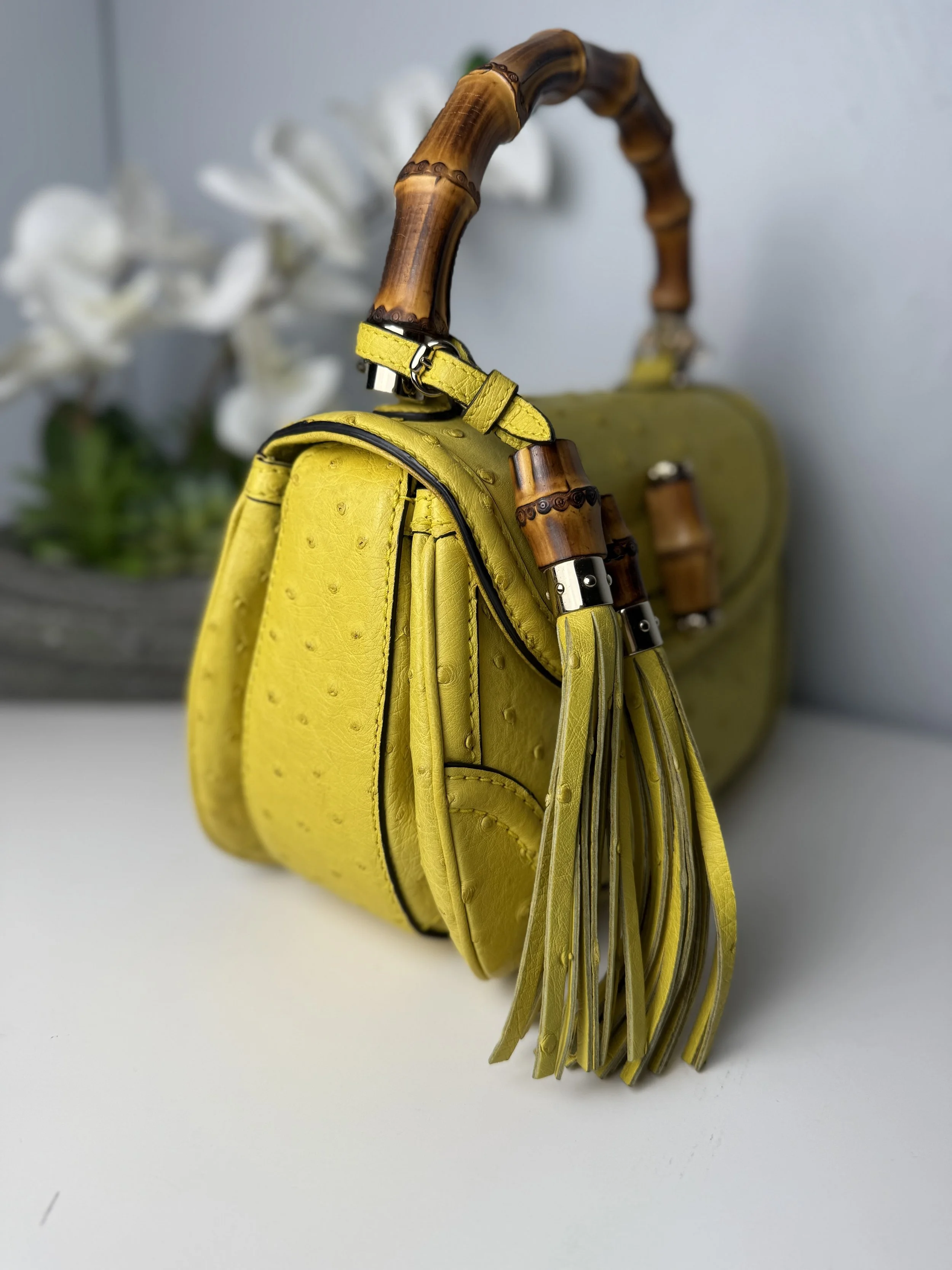 Gucci Ostrich 1947 New Bamboo Bag — image 3