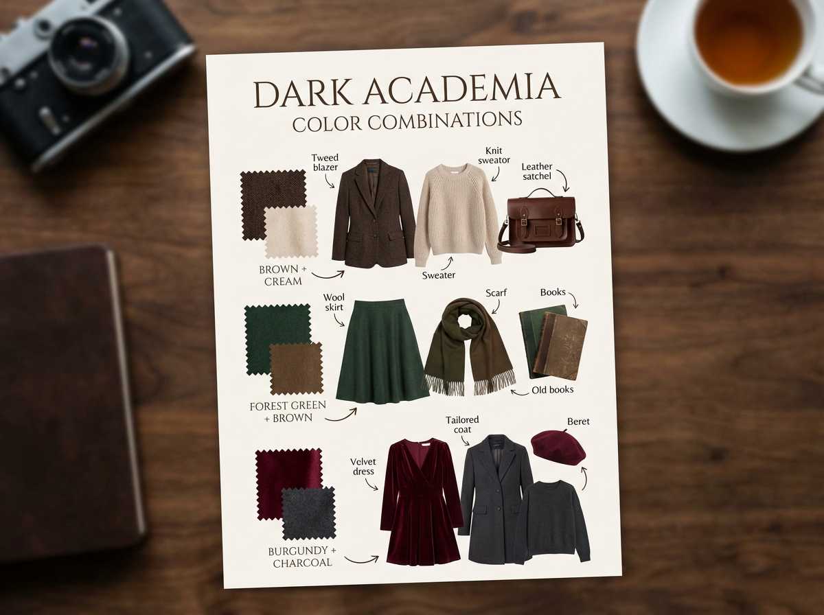 Dark academia color combinations showing which colors pair well together