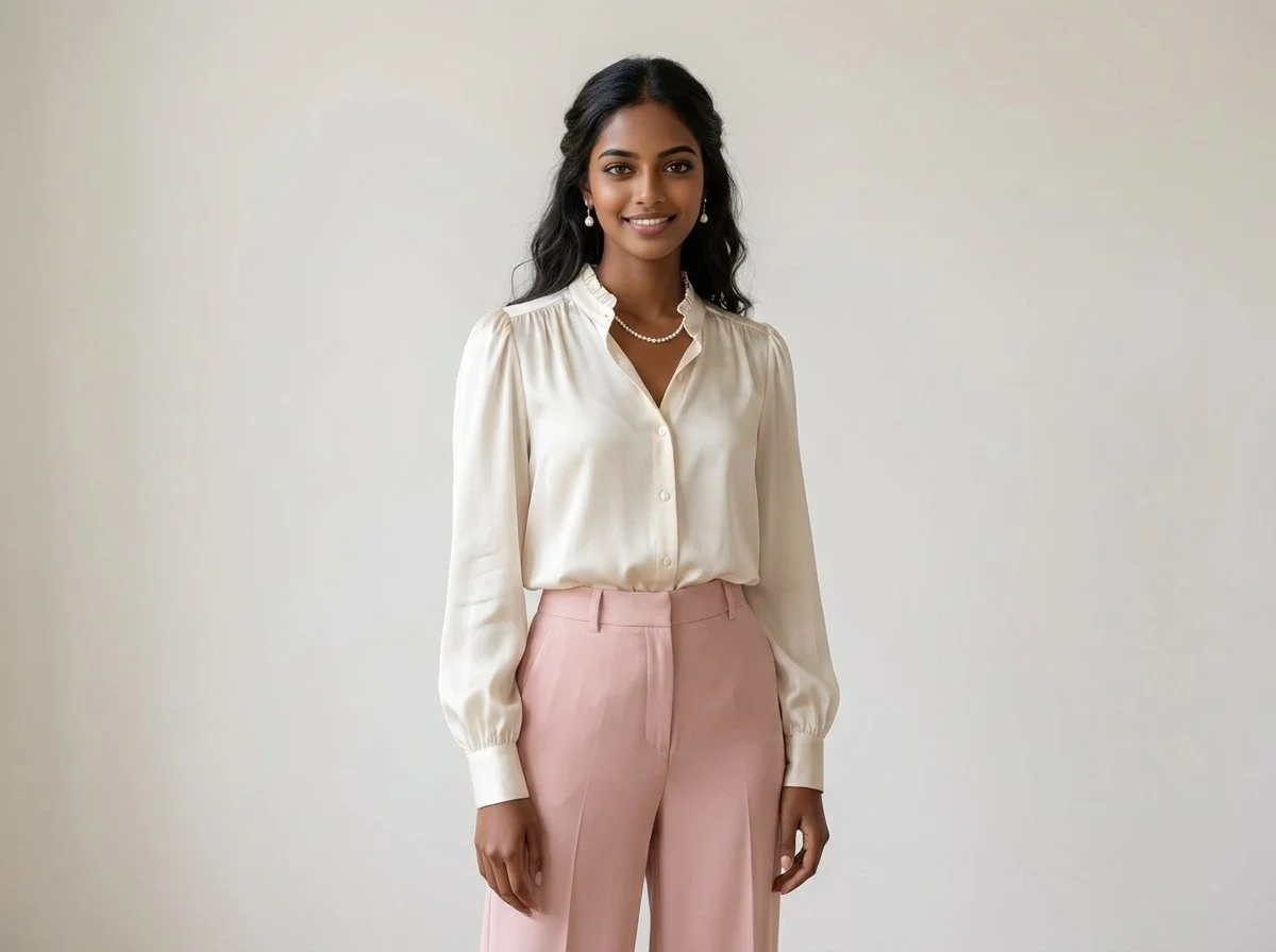 Refined combo of feminine romantic and clean girl style