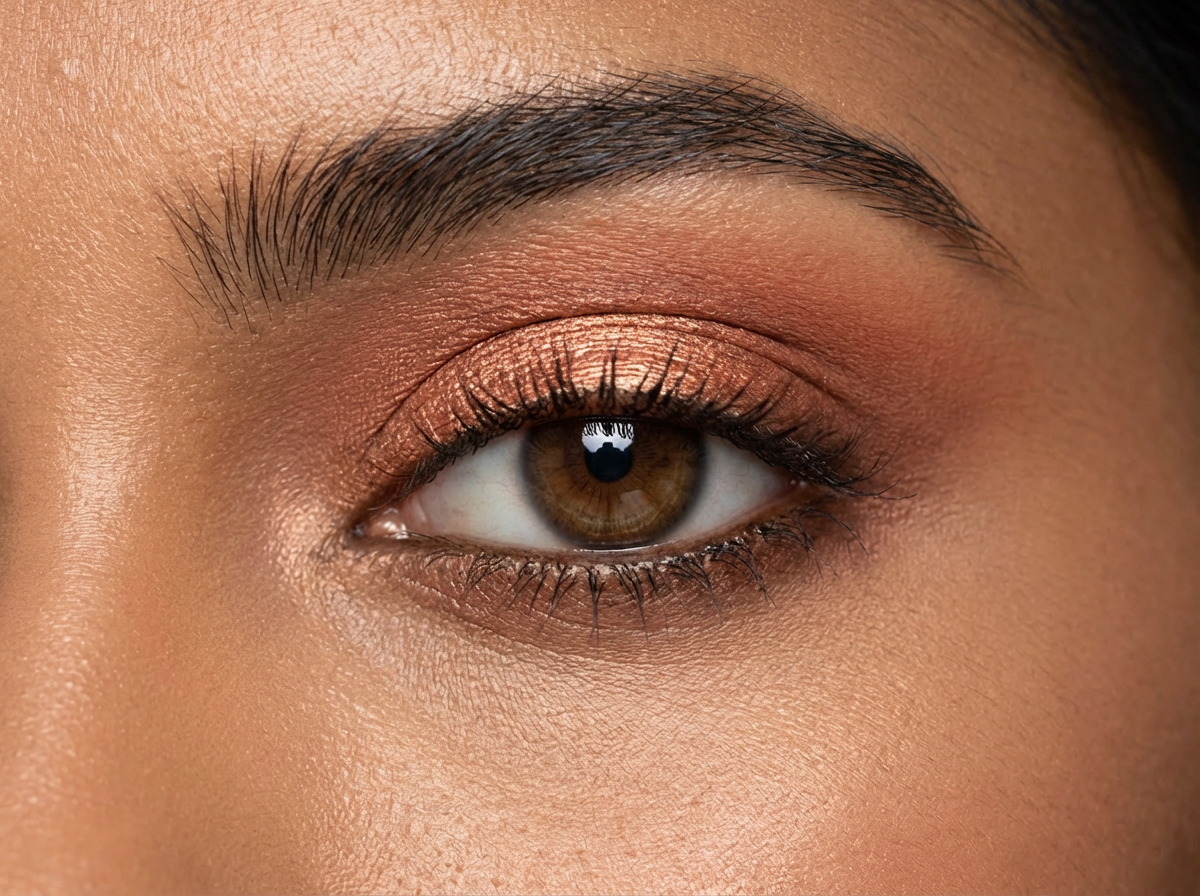 boho eye makeup terracotta eyeshadow smudged brown liner earthy warm festival eye look