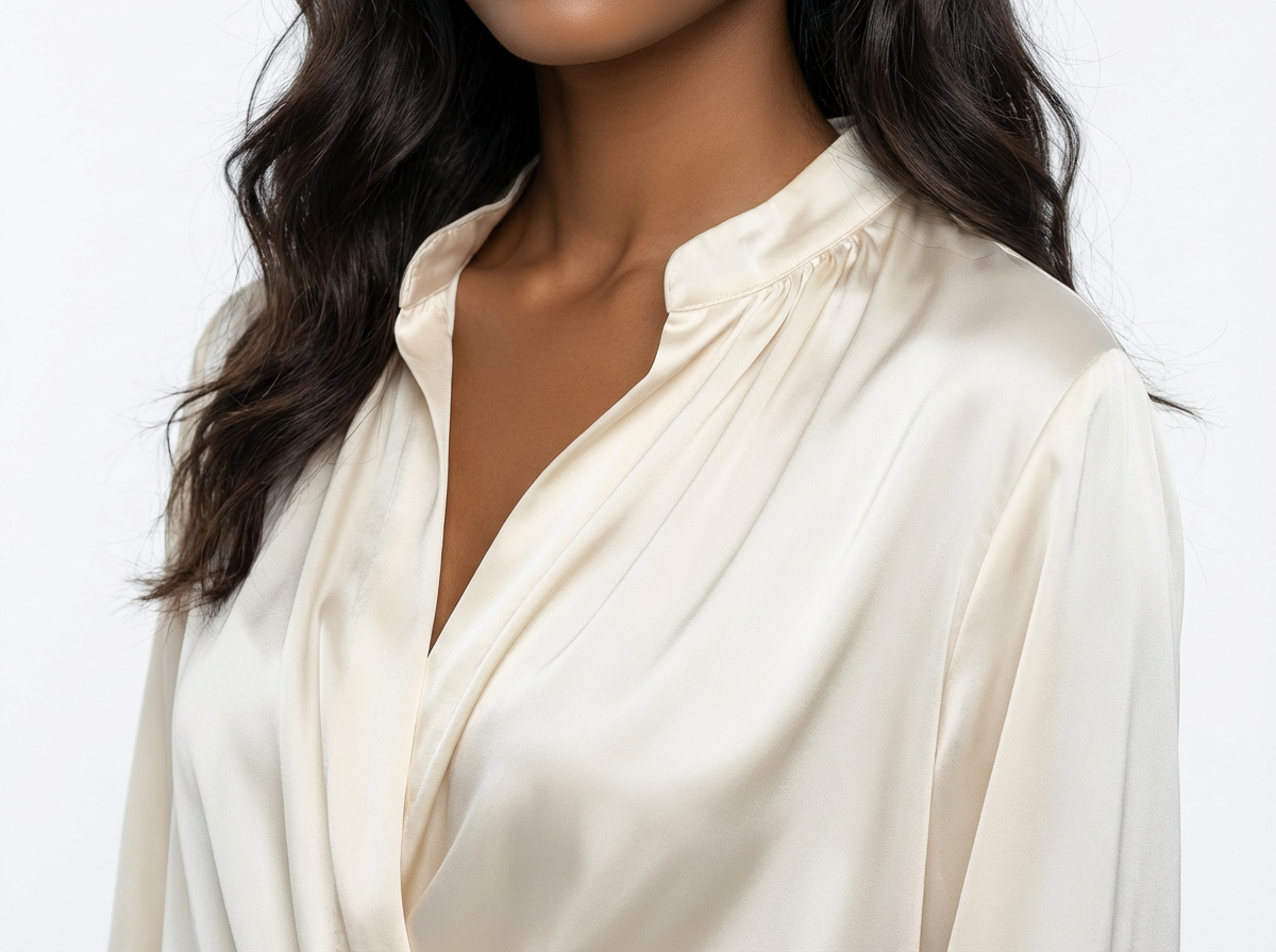 Silk blouse detail showing drape and quality fabric essential for feminine romantic wardrobe