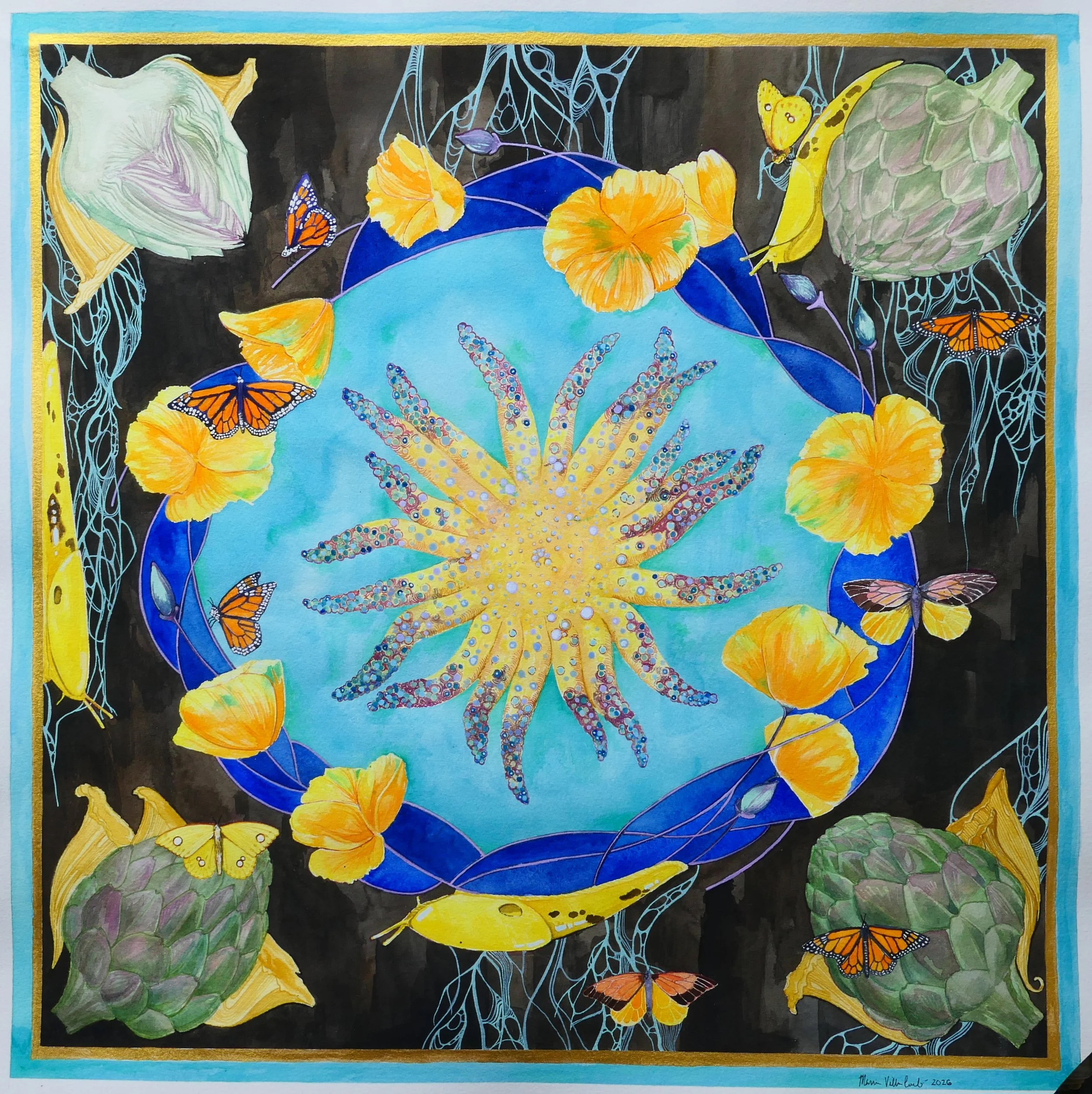 Golden Square - watercolor on cold press 140 lb paper, 22" x 22"