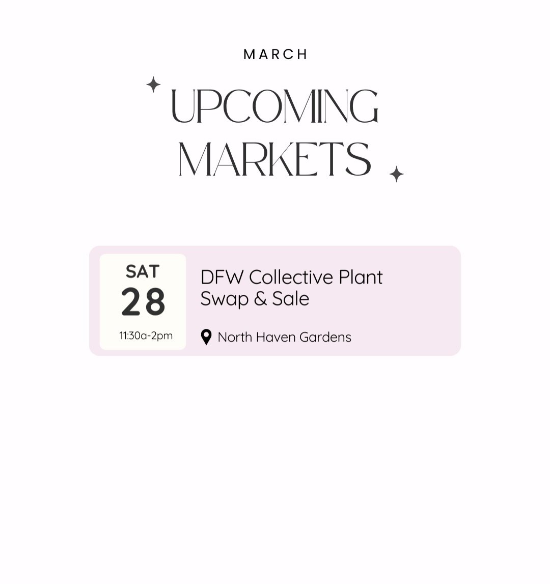Here&rsquo;s where the charm bar will be this month! Excited to vend at @northhavengardens with @dfwplantcollective for the first time! I have a few bookends that are listed on my website that can be purchased ahead of time to pickup at this market ✨