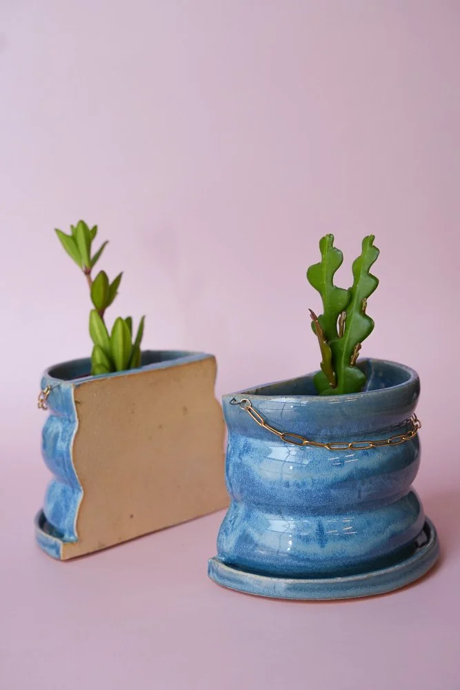Ocean Blue Bookend Planter