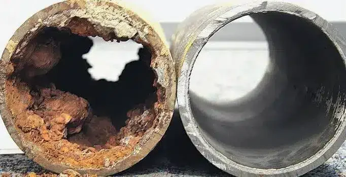 Before and After Decaling Pipes