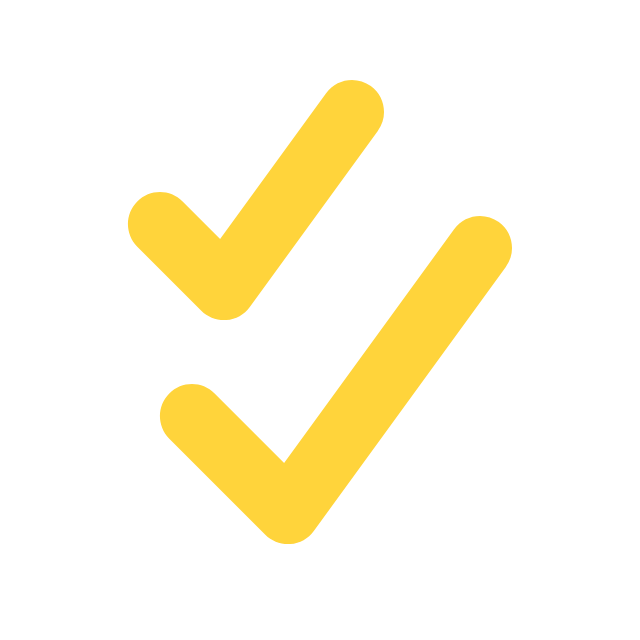 Two yellow checkmarks stacked vertically on a black background.