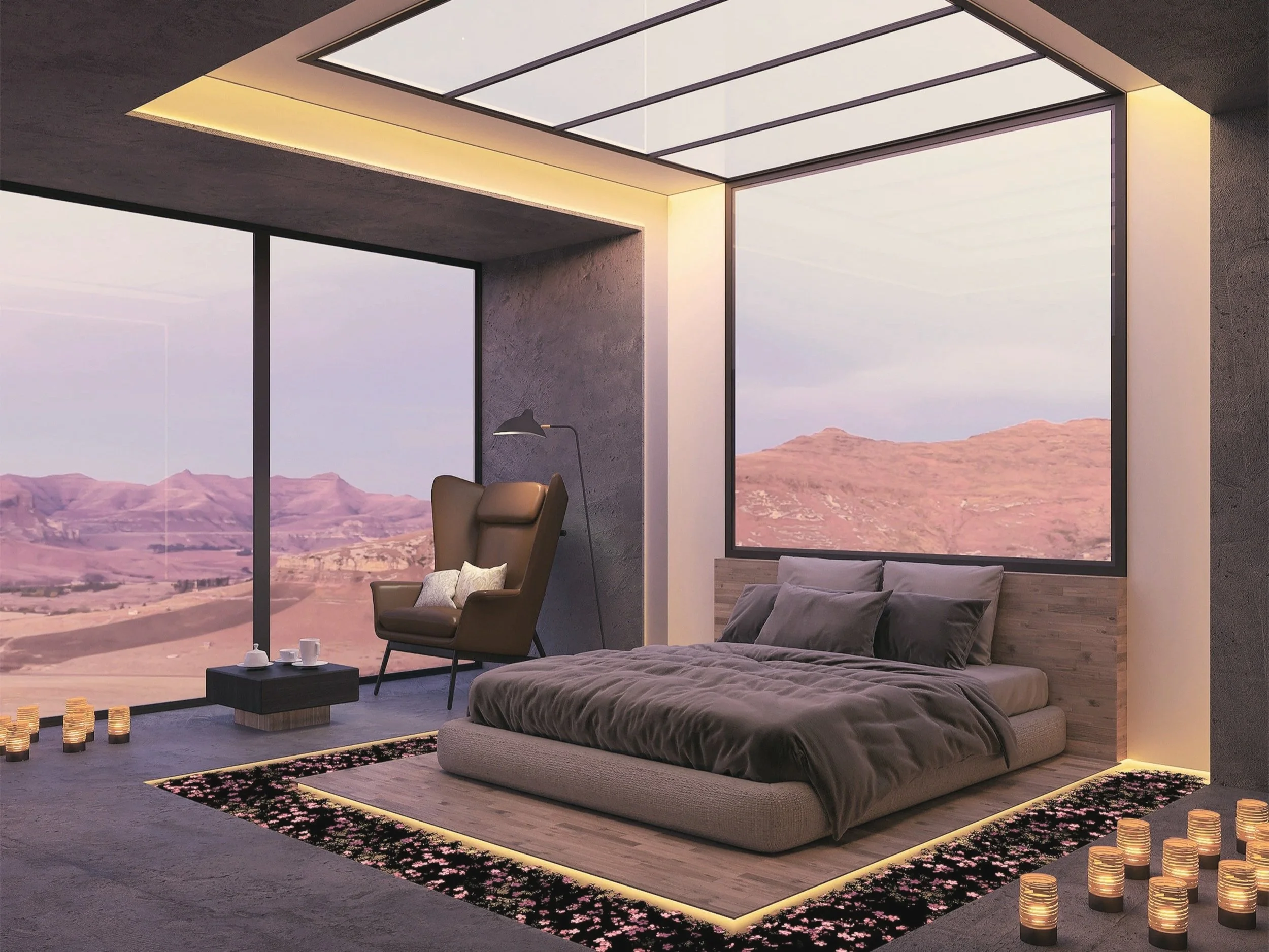 Boutique hotel suite with mountain views, quiet luxury. Welcome to Perla.