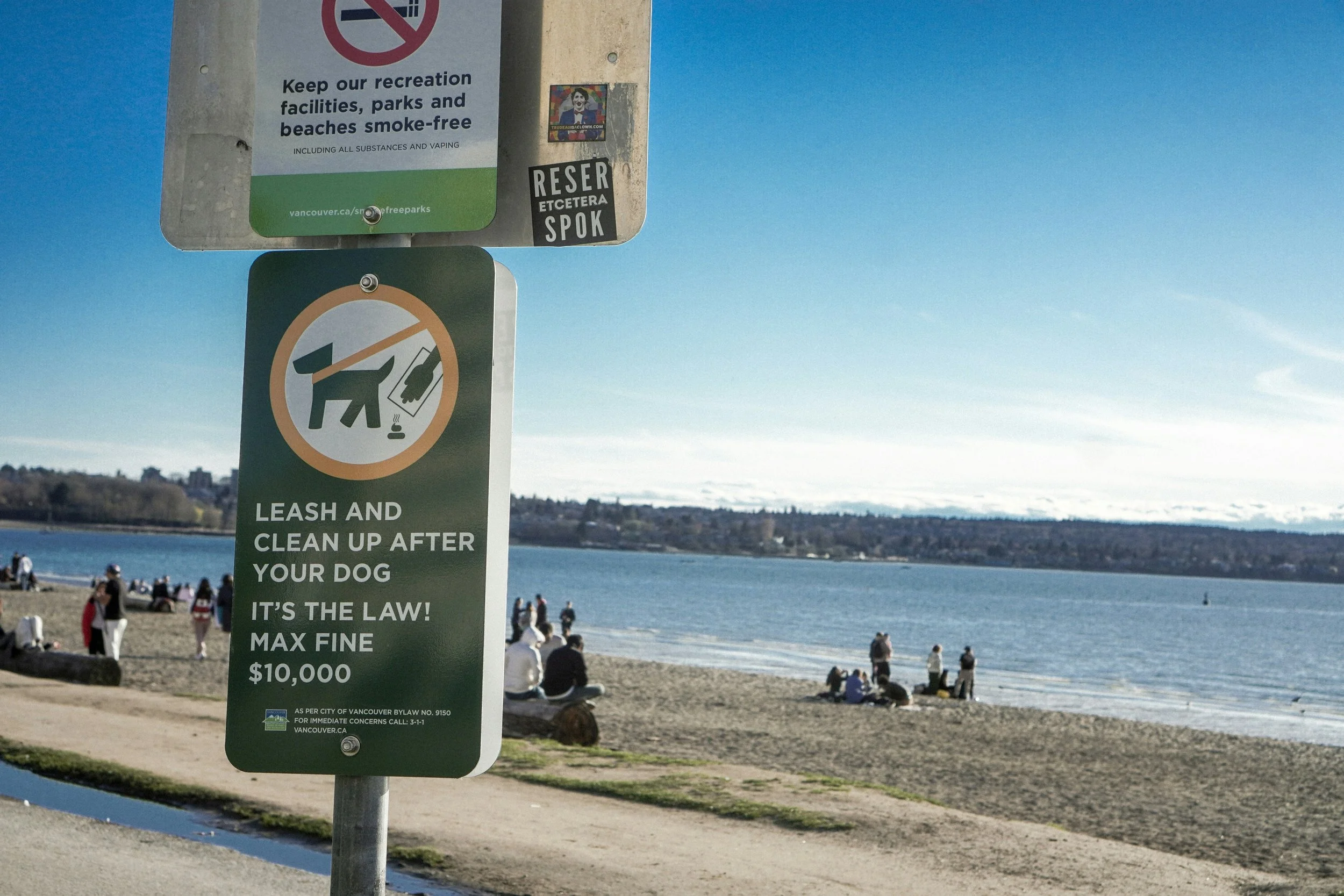 Warning signs at the beach