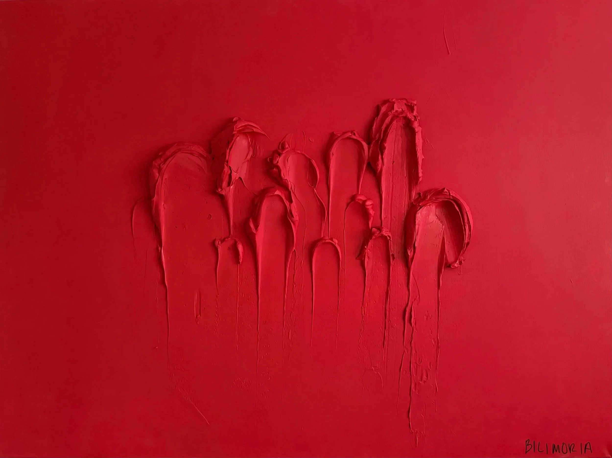 Red painting with think stroke marks