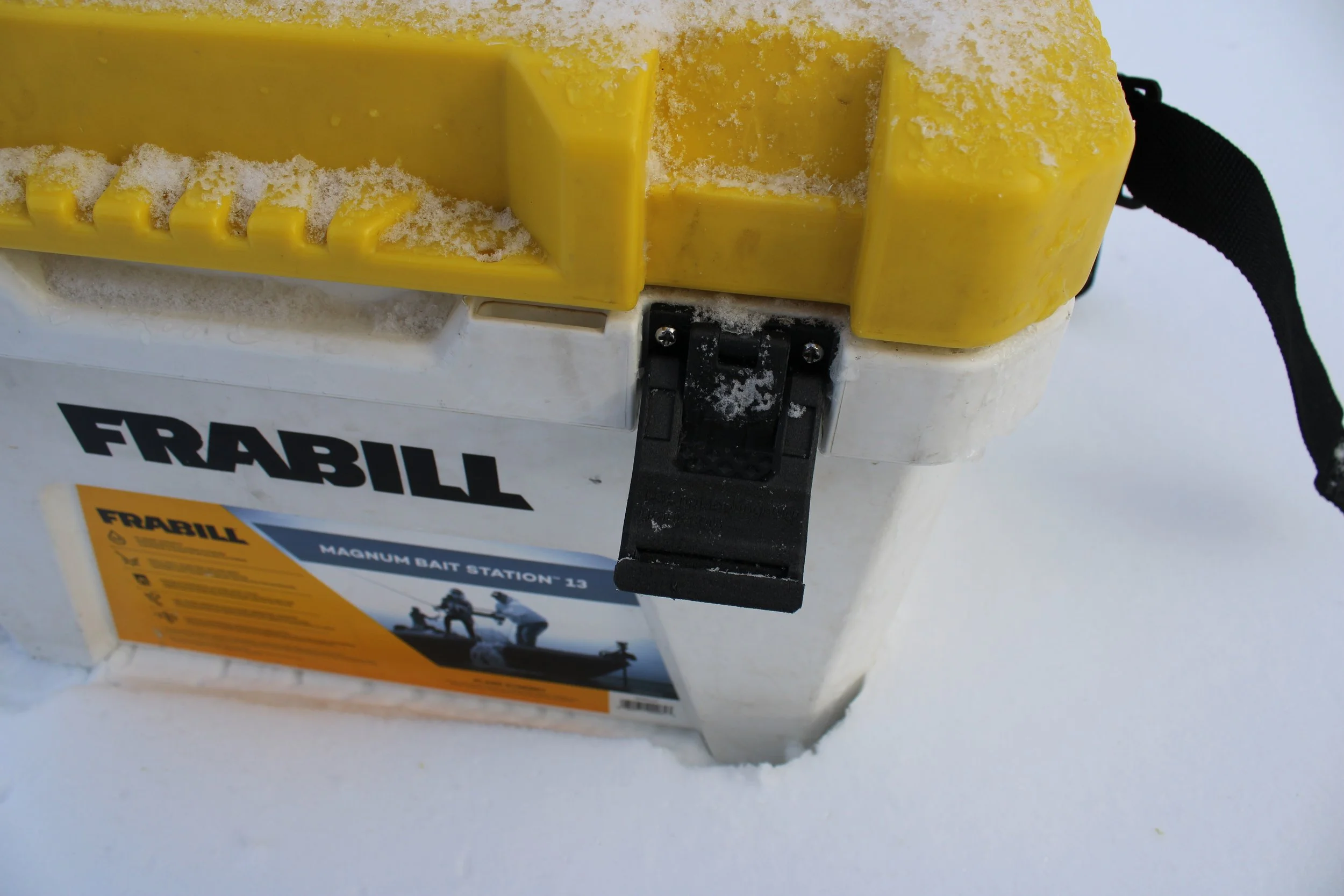 Frabill Magnum Bait Station Latch Assembly Open.JPG