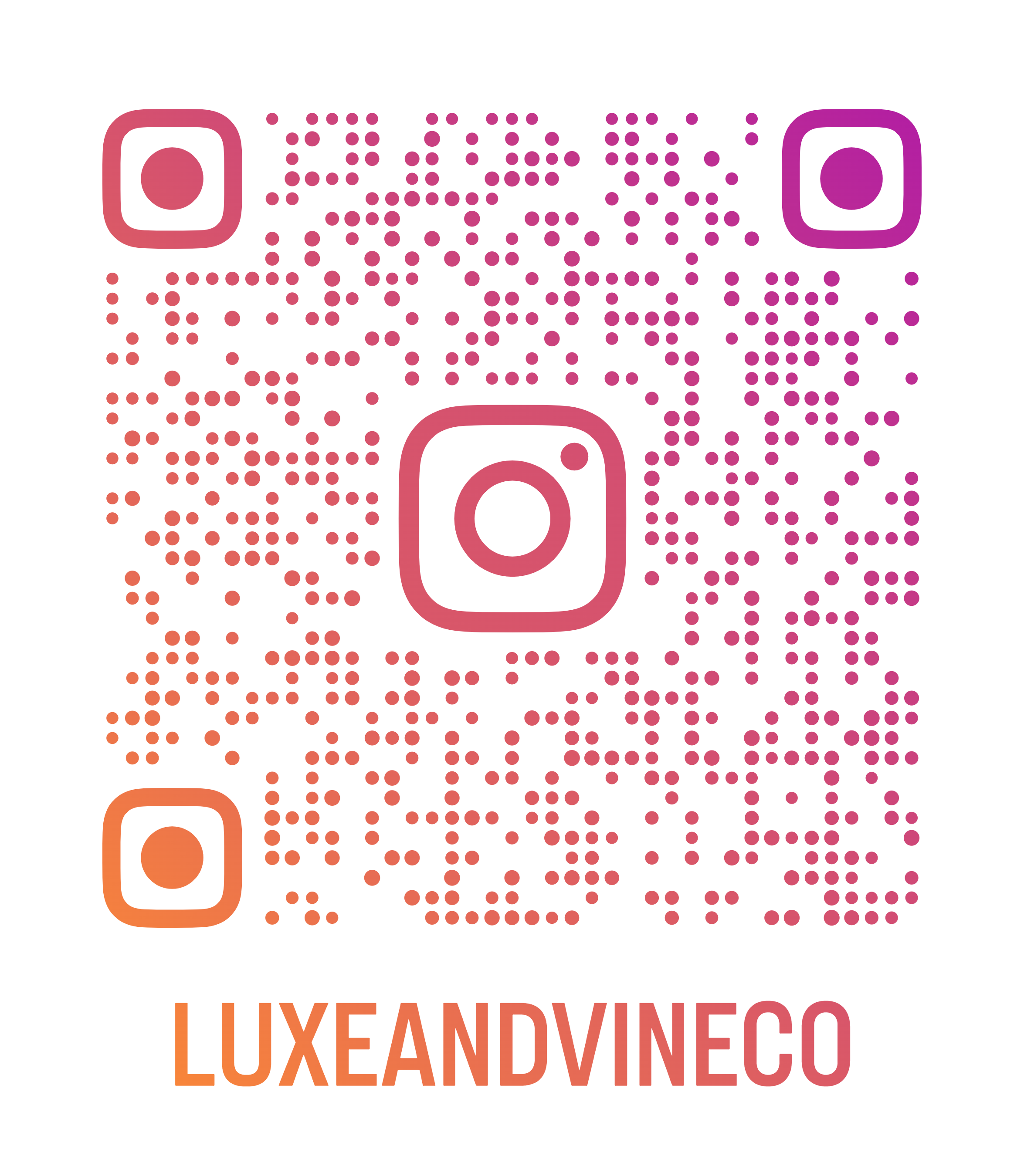 Instagram QR code with the username LUXEANDVINECO