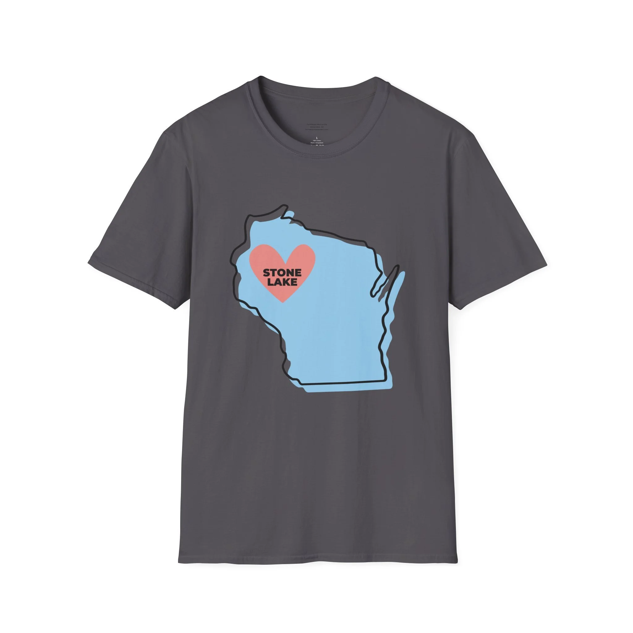 'Stone Lake' State Outline Heart Tee