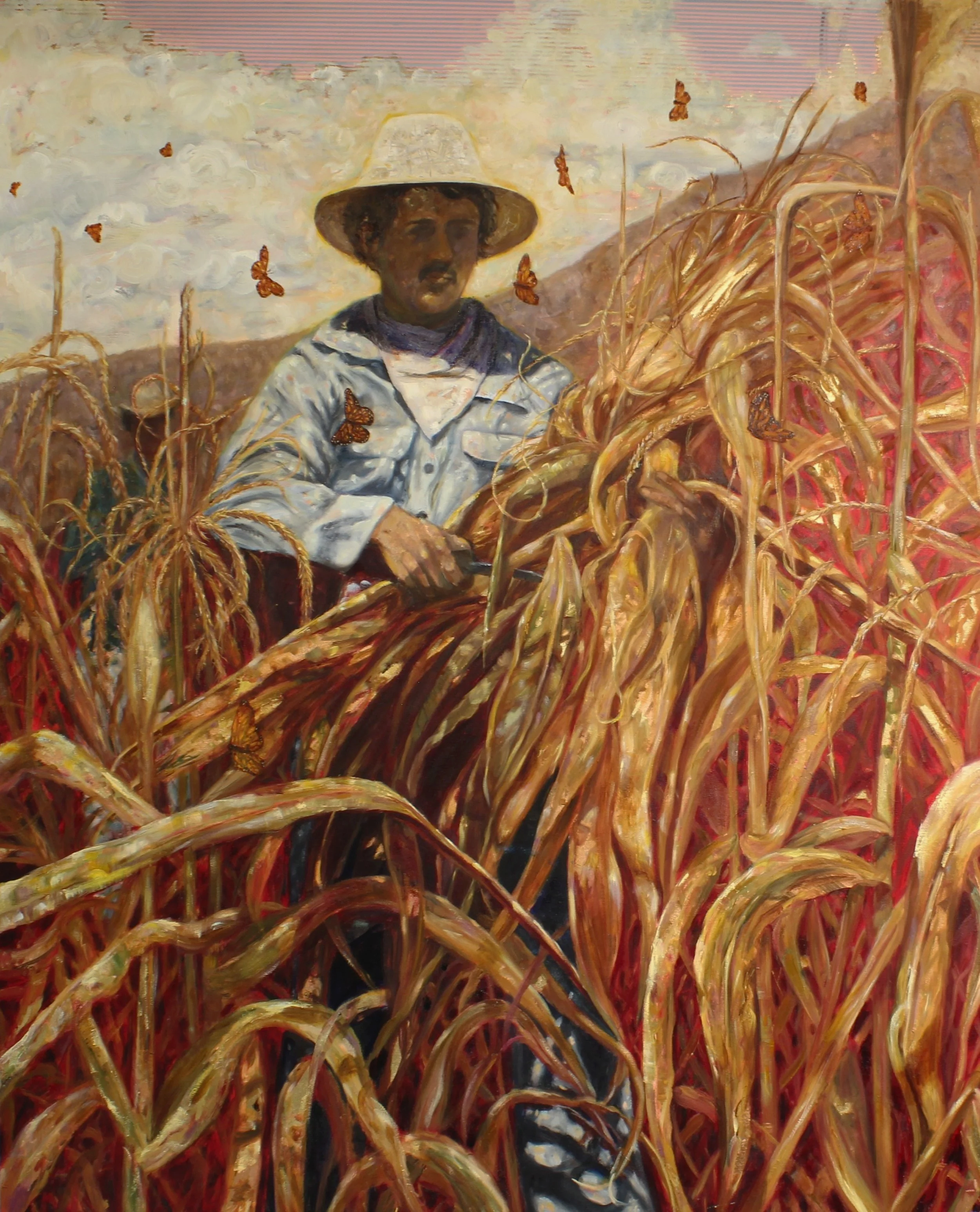 Field Of Dreams, 2025. Oil and gold leaf on canvas -- 60 x 48 x 1 in. / 152.4 x 121.92 x 2.54 cm