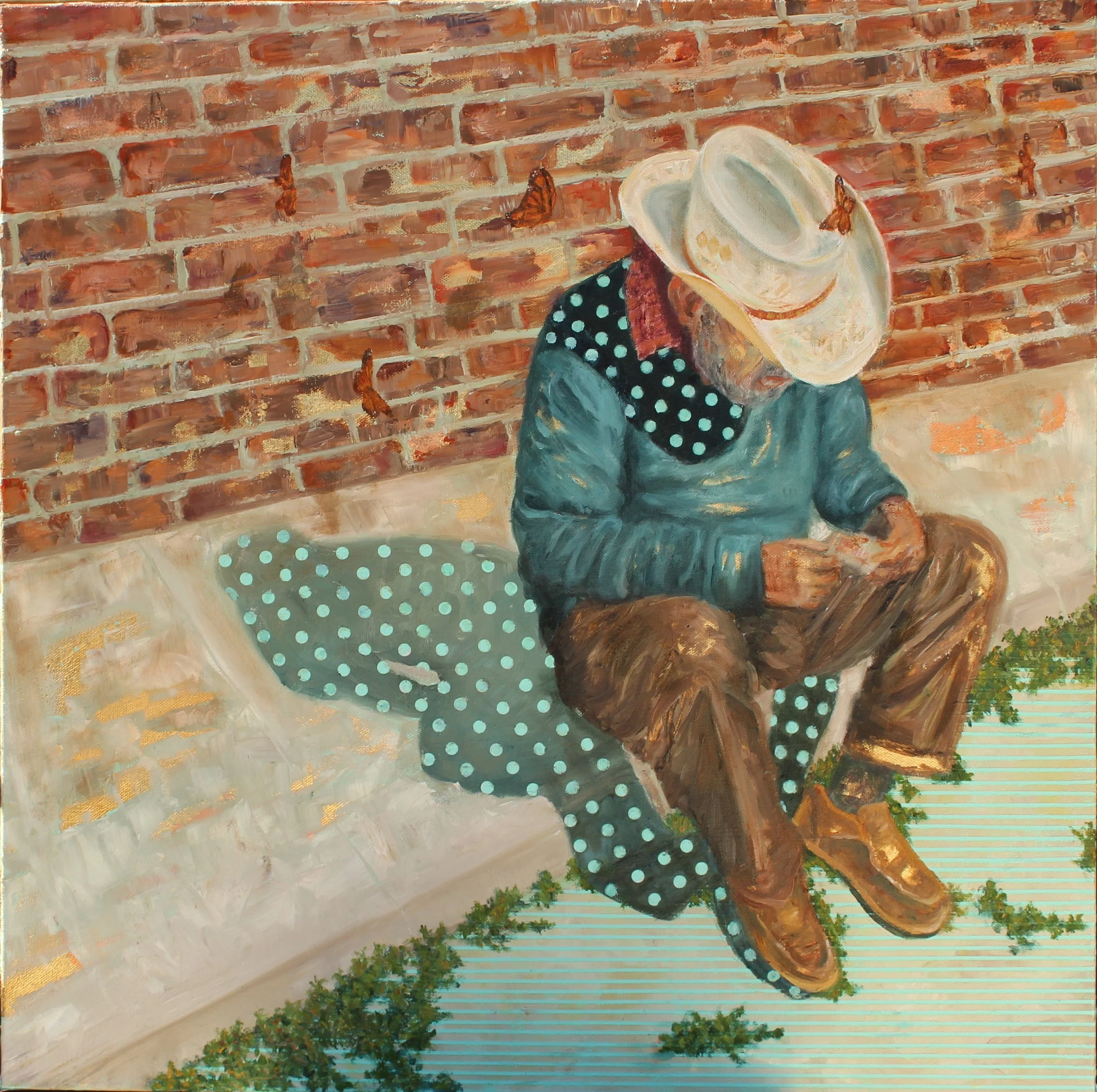 El Rinconsito, 2025. 
Oil and gold leaf on canvas -
24 x 24 in (61 x 61 cm)