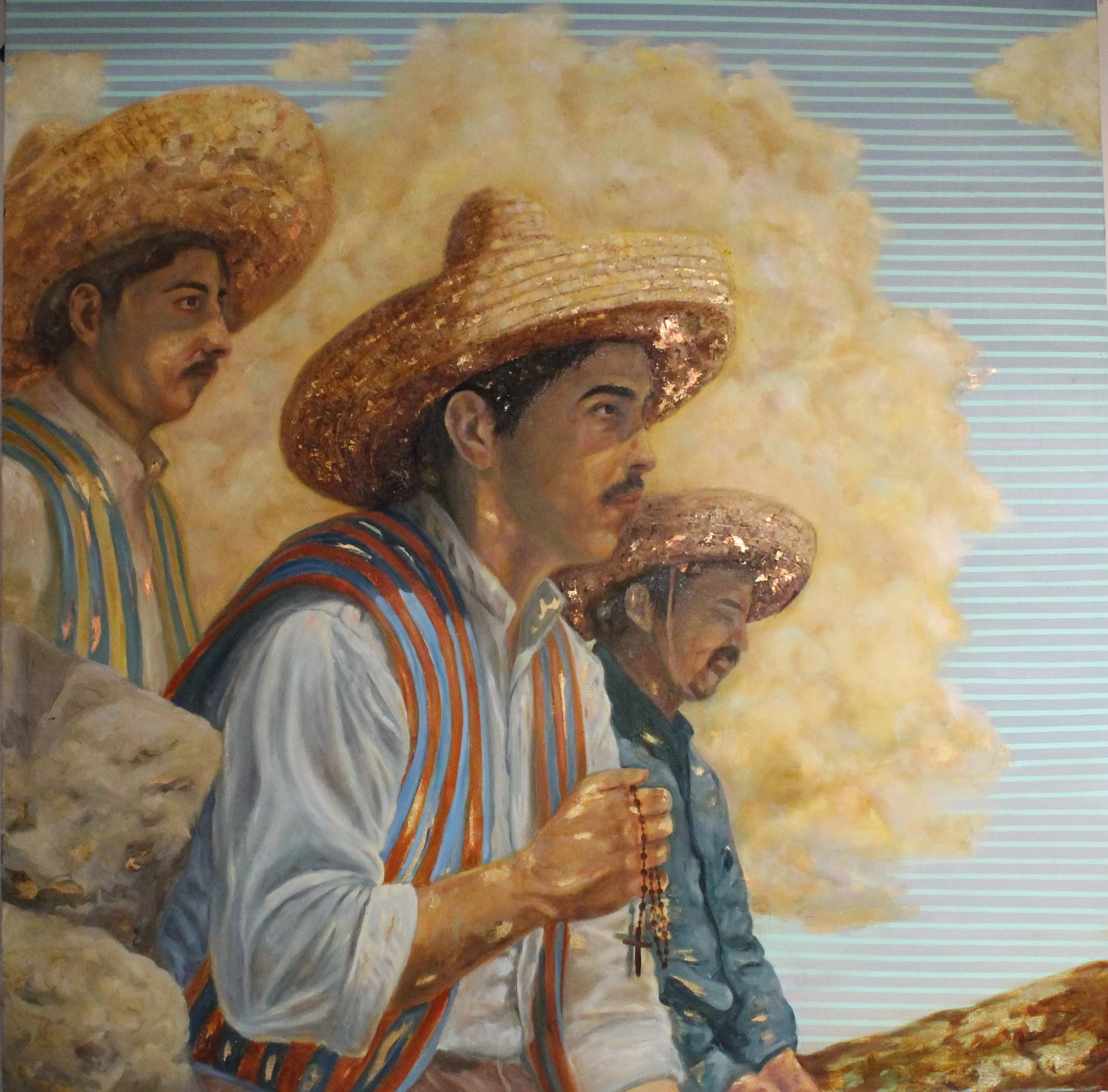 What Is Carried, 2025. 
Oil and gold leaf on canvas -
48 x 48 in (122x 122 cm)