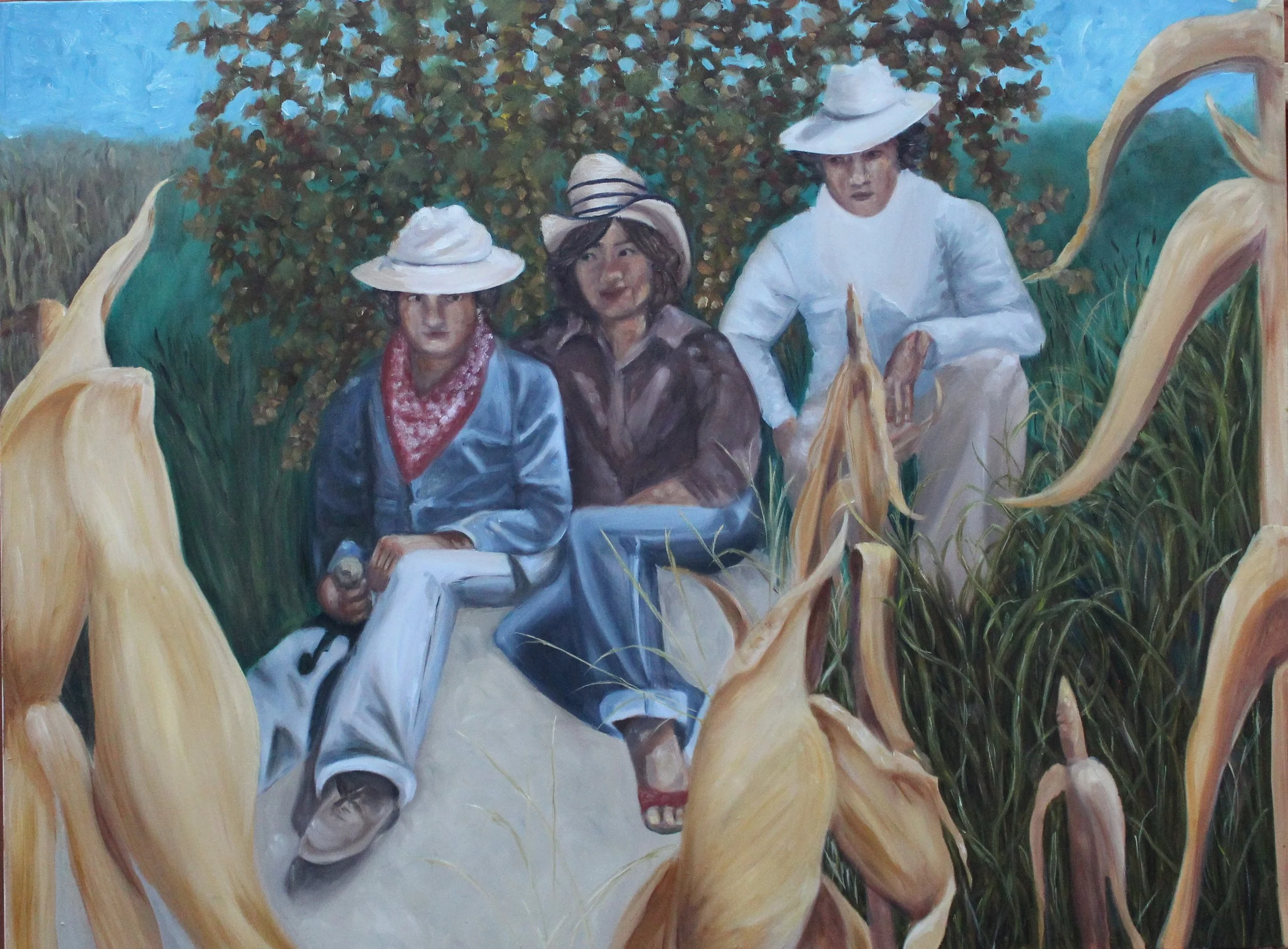 Tres Amigas, 2024. 
Oil on canvas -
36 x 48 in (91 x 122 cm)
