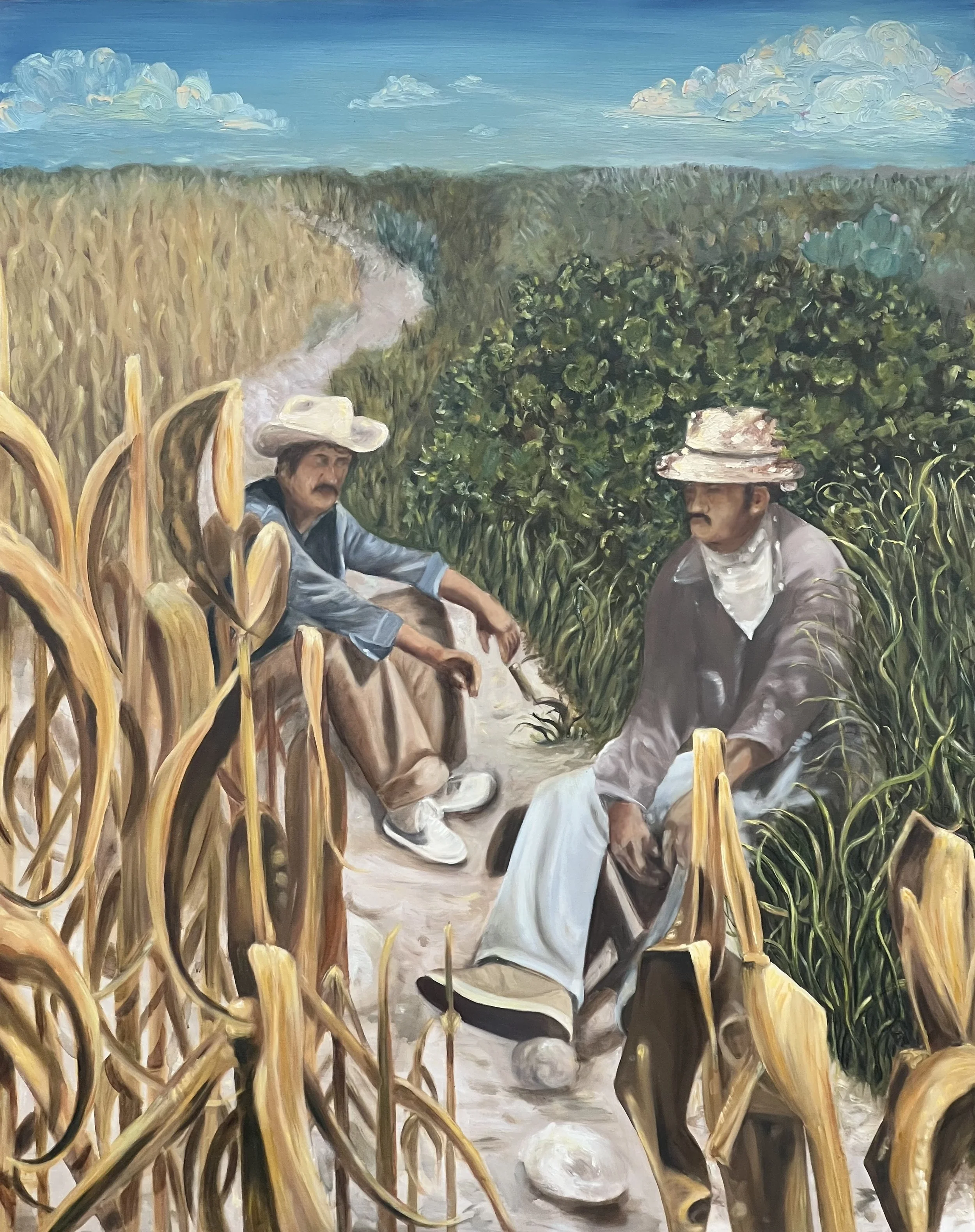 Dos Amigos, 2024. 
Oil on canvas -
60 x 48 in (152 x 122 cm)