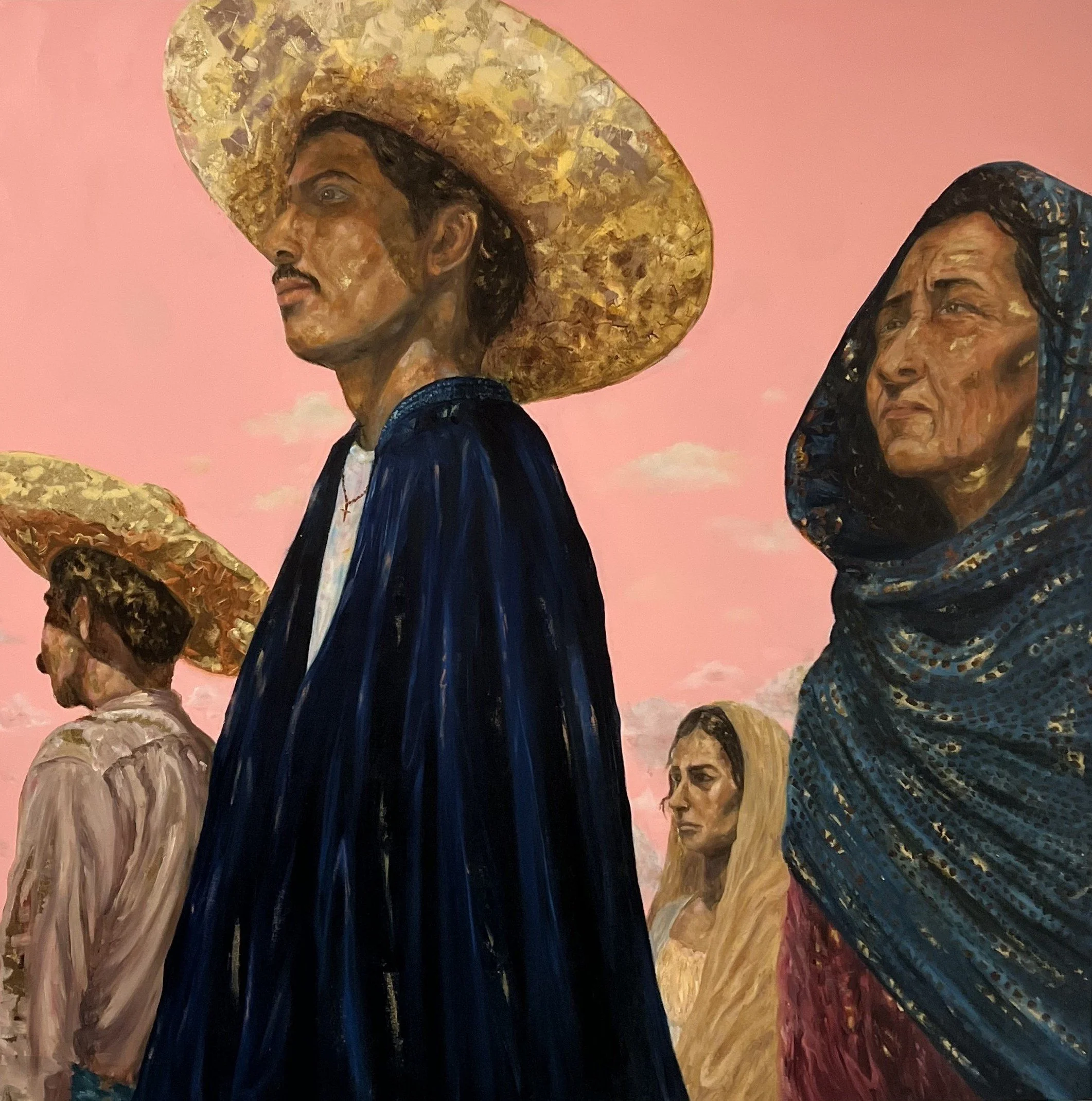 Those Who Continue, 2025. 
Oil and gold leaf on canvas-
48 x 48 in (122 x 122 cm)