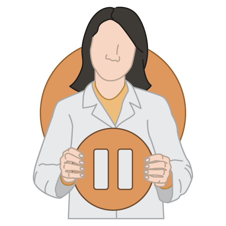 doctor holding a pause button